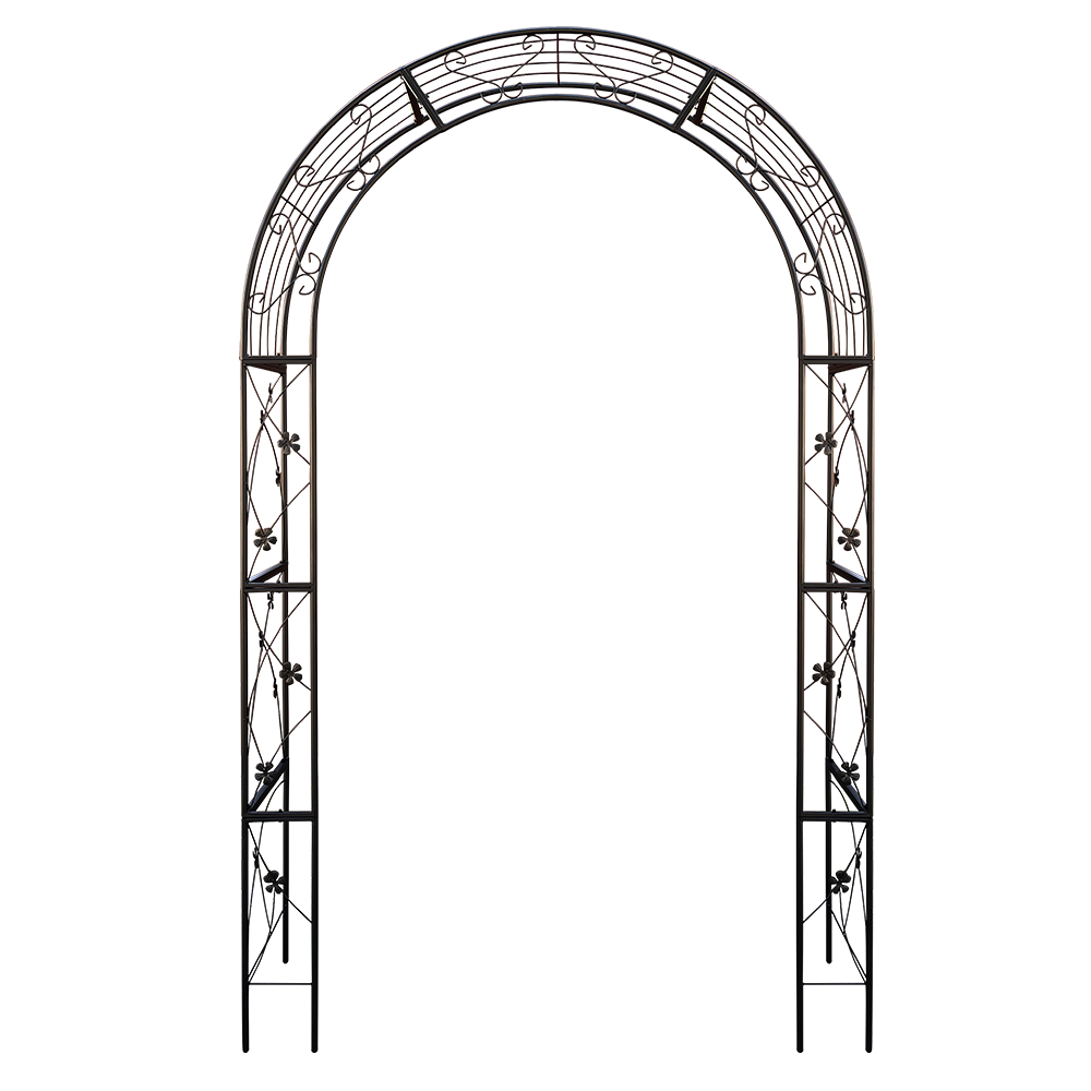 Metal Garden Arch With Doors Garden Arbor Trellis Climbing Plants Support Arch Outdoor Arch Wedding Arch Party Events Archway Black_voghion.com