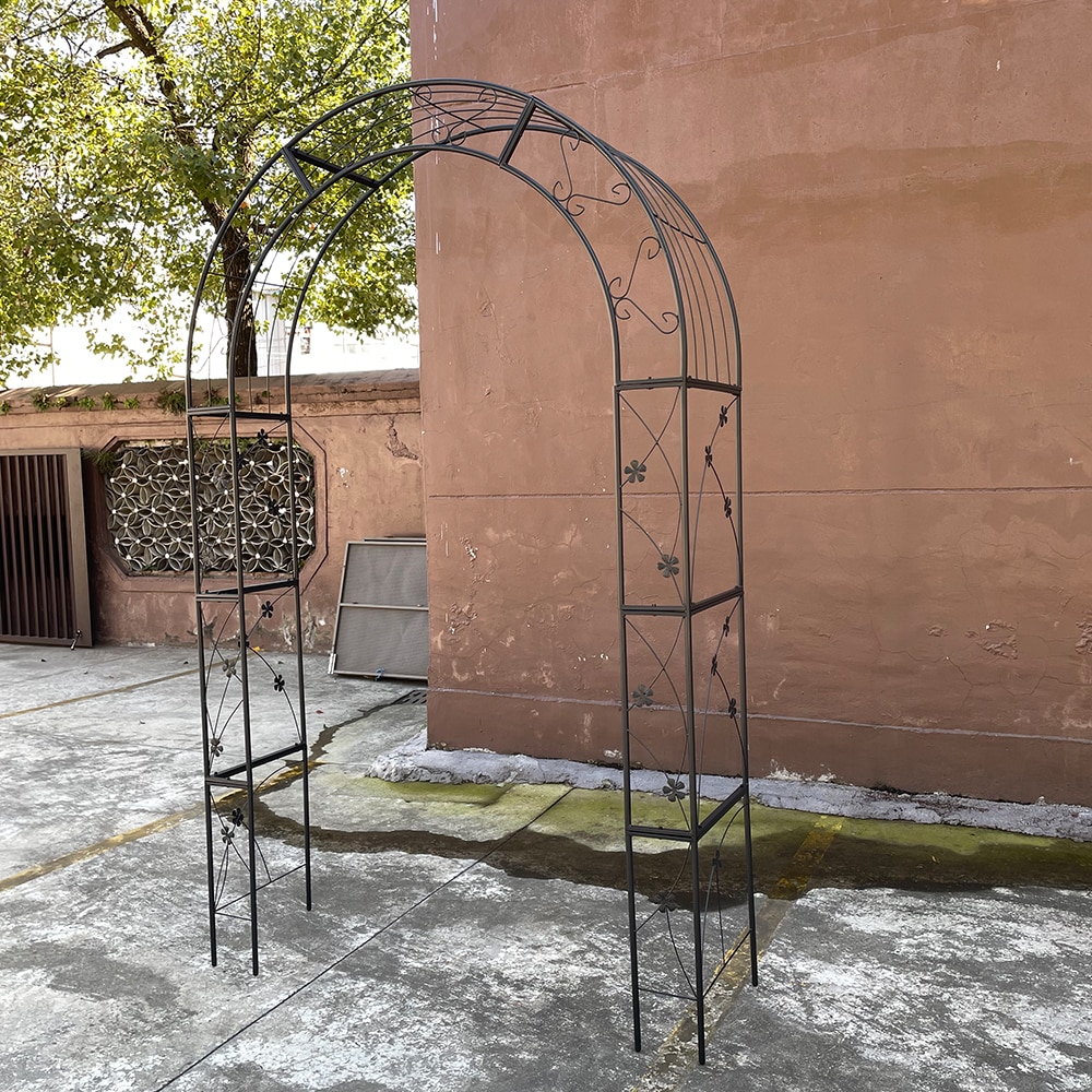 Metal Garden Arch With Doors Garden Arbor Trellis Climbing Plants Support Arch Outdoor Arch Wedding Arch Party Events Archway Black_voghion.com