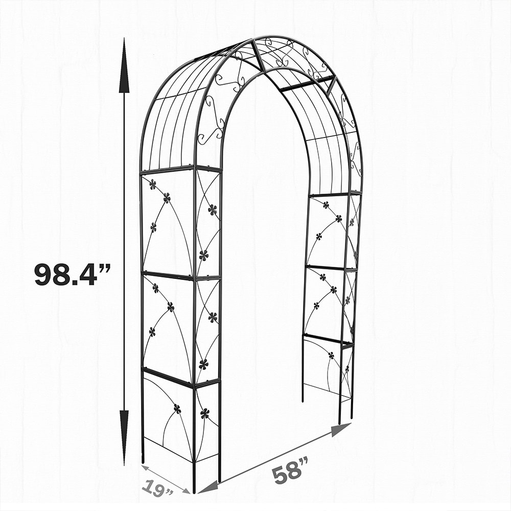Metal Garden Arch With Doors Garden Arbor Trellis Climbing Plants Support Arch Outdoor Arch Wedding Arch Party Events Archway Black_voghion.com