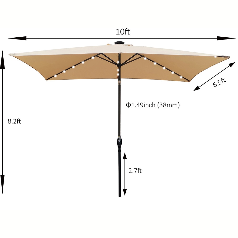 10 X 6.5Ft Rectangular Patio Solar LED Lighted Outdoor Market Umbrellas With Crank And Push Button Tilt For Garden Shade Swimming Pool_voghion.com