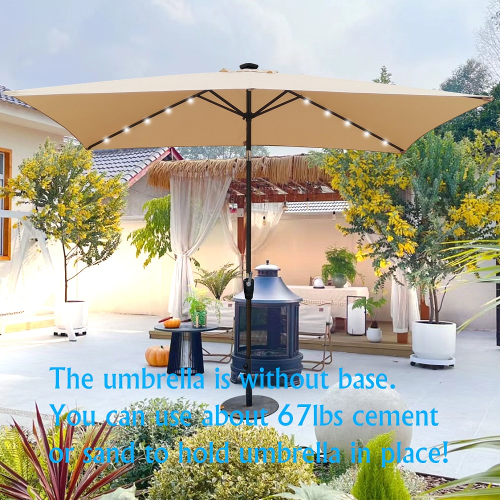 10 X 6.5Ft Rectangular Patio Solar LED Lighted Outdoor Market Umbrellas With Crank And Push Button Tilt For Garden Shade Swimming Pool_voghion.com