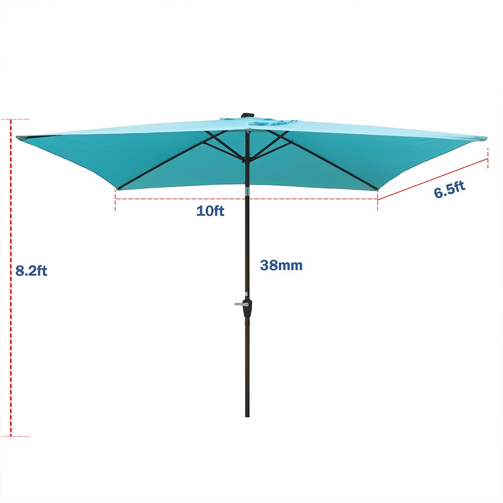 10 X 6.5Ft Rectangular Patio Solar LED Lighted Outdoor Market Umbrellas With Crank And Push Button Tilt For Garden Shade Swimming Pool_voghion.com