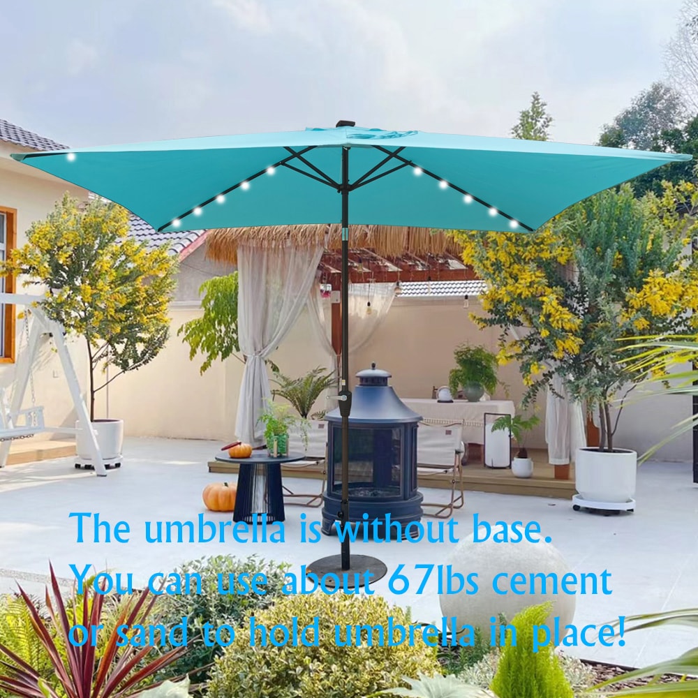 10 X 6.5Ft Rectangular Patio Solar LED Lighted Outdoor Market Umbrellas With Crank And Push Button Tilt For Garden Shade Swimming Pool_voghion.com