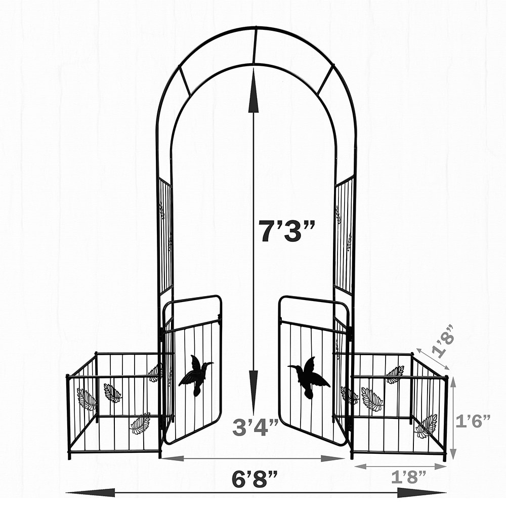 Metal Garden Arch Garden Arbor Trellis Climbing Plants Support Arch Outdoor Arch Wedding Arch Party Events Archway Black_voghion.com