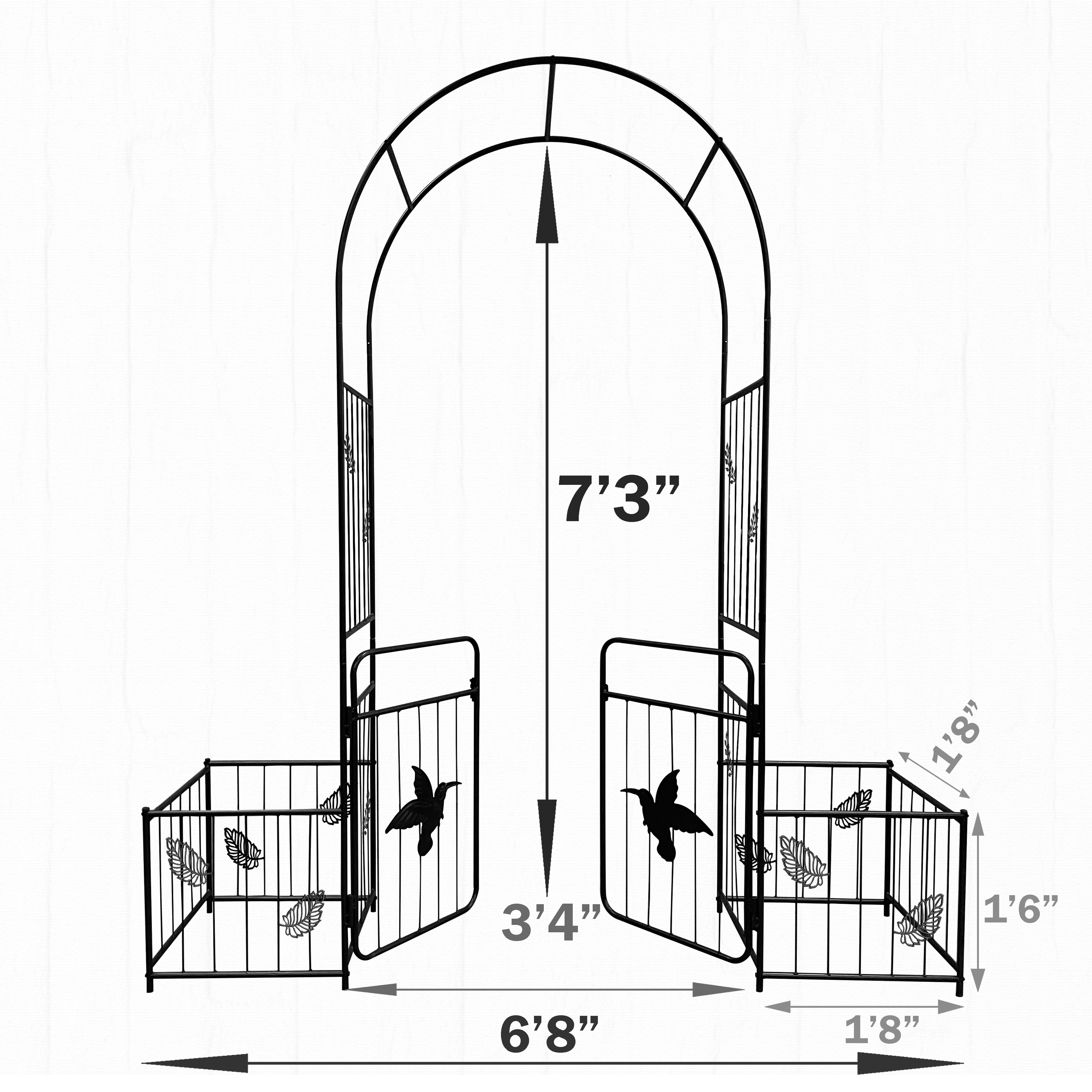 Metal Garden Arch Garden Arbor Trellis Climbing Plants Support Arch Outdoor Arch Wedding Arch Party Events Archway Black_voghion.com