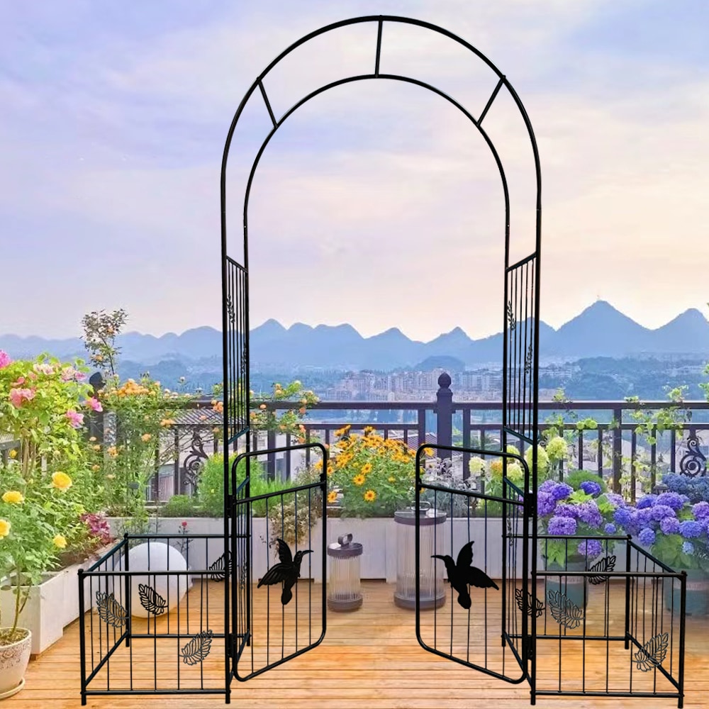 Metal Garden Arch Garden Arbor Trellis Climbing Plants Support Arch Outdoor Arch Wedding Arch Party Events Archway Black_voghion.com