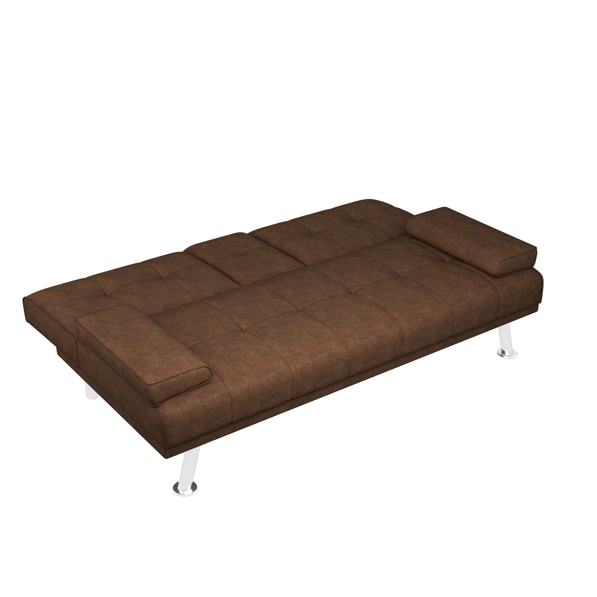 Coffee Micro-suede Technology Cloth 66inch Sleeper Sofa,2-seat Sofa With Cup Holder, Folding Sofa Bed, Accompany Two Head Pillows, Coffee Micro-suede Technology Cloth 66inch Sleeper Sofa,2-seat Sofa With Cup Holder, Folding Sofa Bed, Accompany Two Head Pillows,