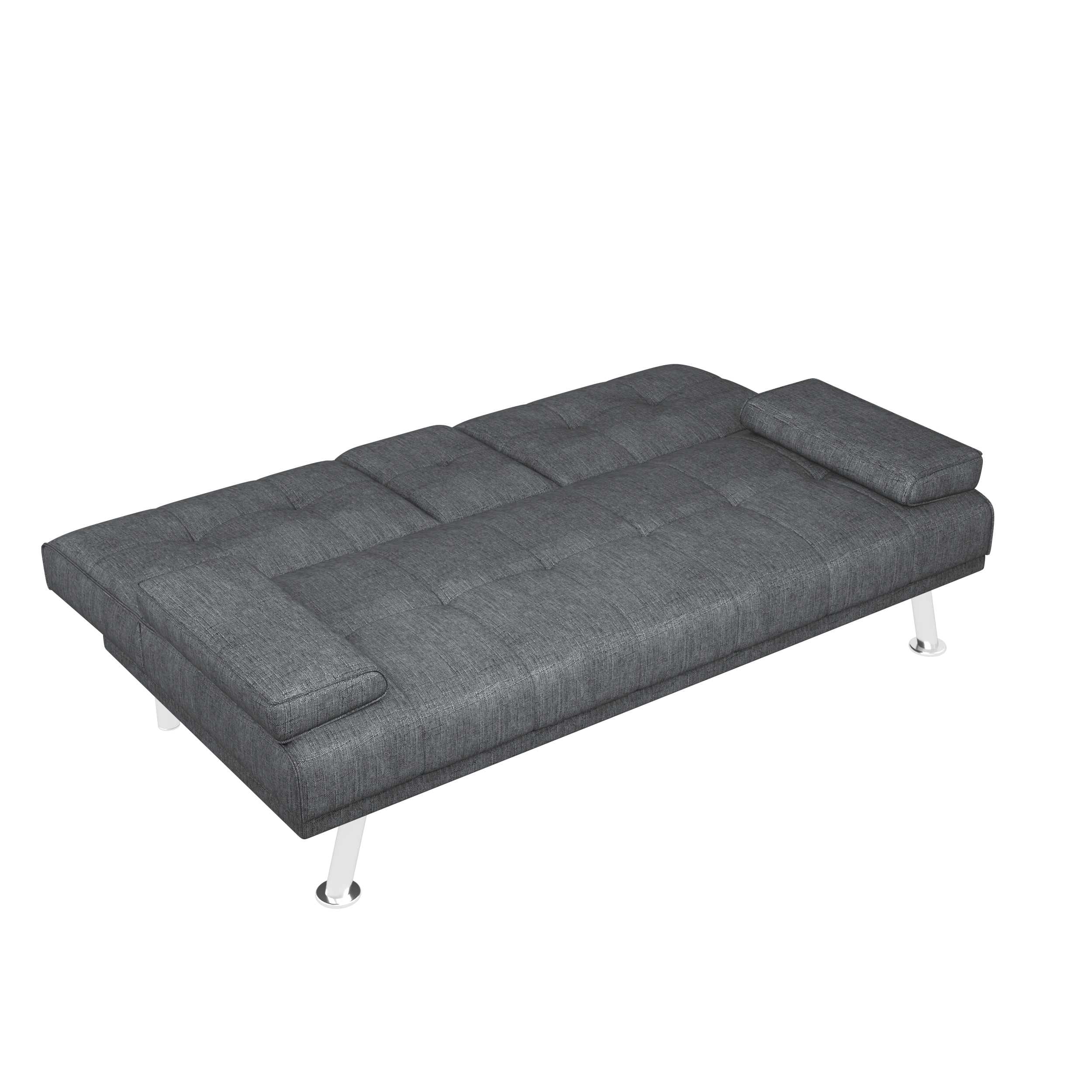 Charcoal Grey Two-tone Linen 66inch Sleeper Sofa,2-seat Sofa With Cup Holder, Folding Sofa Bed, Accompany Two Head Pillows, Charcoal Grey Two-tone Linen 66inch Sleeper Sofa,2-seat Sofa With Cup Holder, Folding Sofa Bed, Accompany Two Head Pillows,