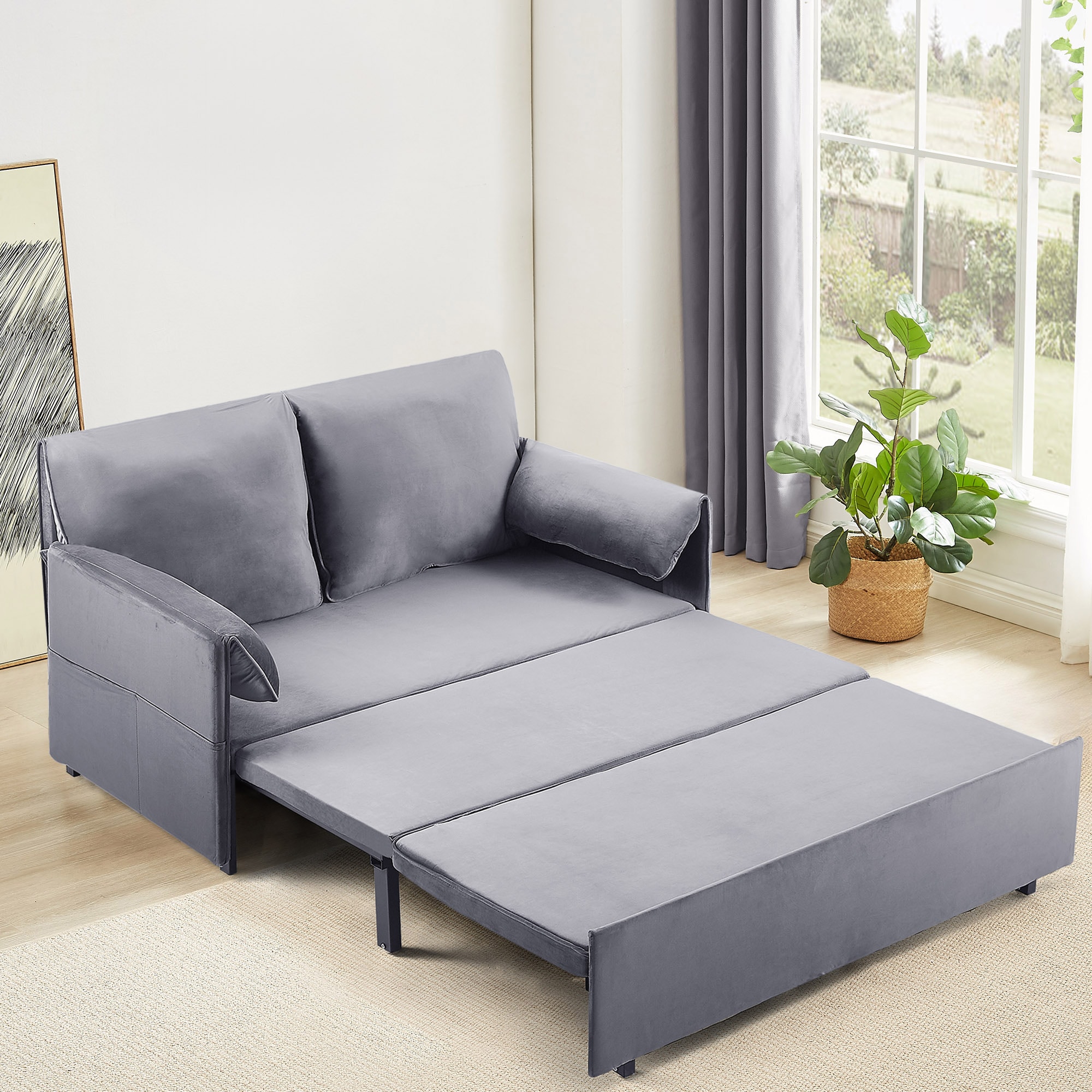63inch Variable sofa bed with double armrest,
Grey velvet fabric sofa bed,
Pull-down 80inch Comfortable large bed 63inch Variable sofa bed with double armrest,
Grey velvet fabric sofa bed,
Pull-down 80inch Comfortable large bed