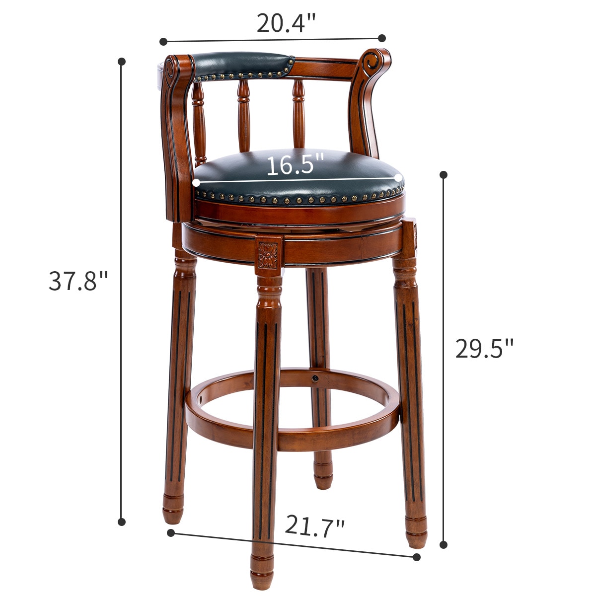 Seat Height 29.5'' Wooden Swivel Barstool 360 Degrees Swivel Barstools Chair for Home Kitchen Counter 1pc