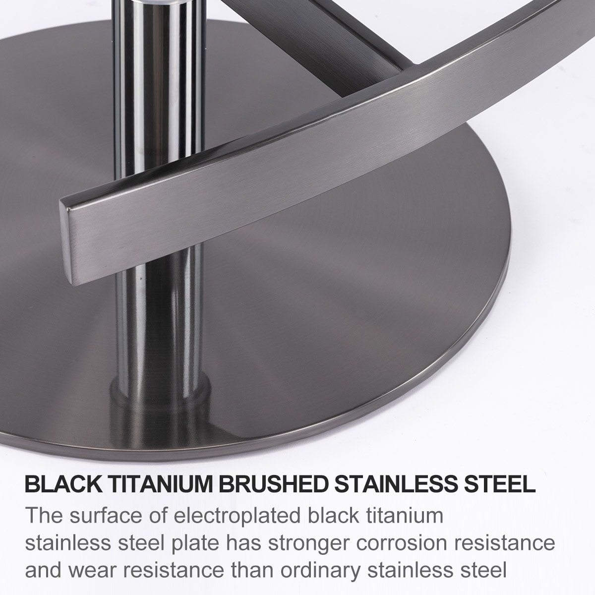 Black Titanium Stainless Steel Bar Stools Swivel Adjustable Height for Kitchen Counter and Dining Room