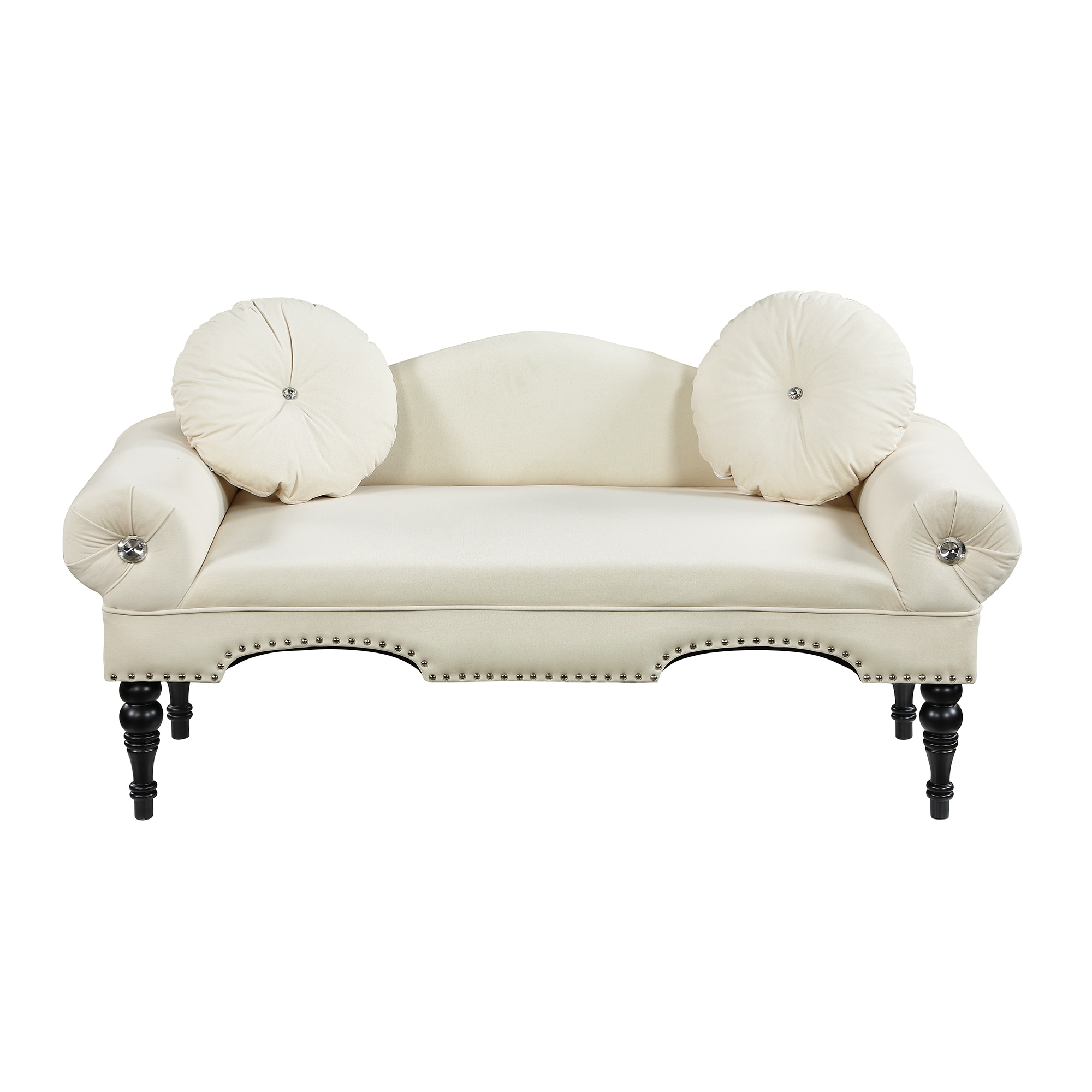 54"Width Modern Velvet Upholstered Loveseat Sofa Accent Bedside Entryway Bench Small Sofa 2 Seater Couch Settee for Living Room Bedroom Nail Head Trimming with Wood Legs 2 Pillows,Beige 54"Width Modern Velvet Upholstered Loveseat Sofa Accent Bedside Entryway Bench Small Sofa 2 Seater Couch Settee for Living Room Bedroom Nail Head Trimming with Wood Legs 2 Pillows,Beige