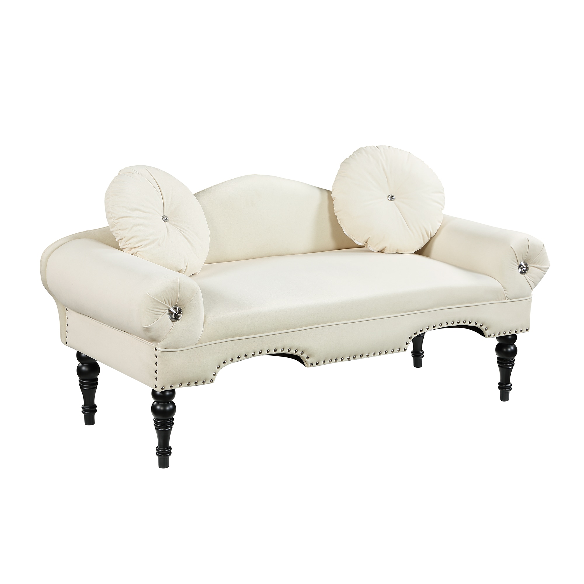 54"Width Modern Velvet Upholstered Loveseat Sofa Accent Bedside Entryway Bench Small Sofa 2 Seater Couch Settee for Living Room Bedroom Nail Head Trimming with Wood Legs 2 Pillows,Beige 54"Width Modern Velvet Upholstered Loveseat Sofa Accent Bedside Entryway Bench Small Sofa 2 Seater Couch Settee for Living Room Bedroom Nail Head Trimming with Wood Legs 2 Pillows,Beige