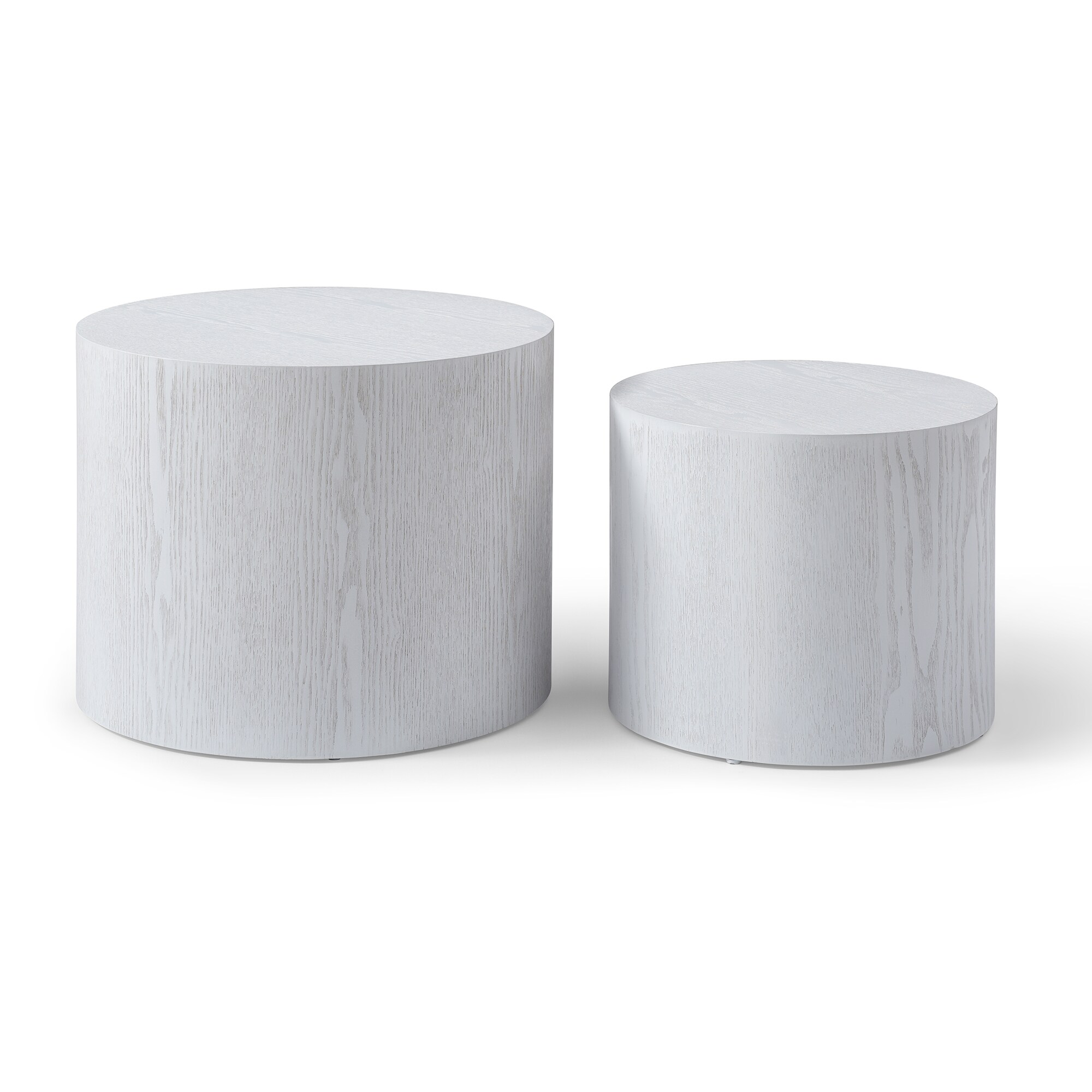 Round Coffee Table Set of 2, Nesting Coffee Tables for  MDF with  veneer .for living room,office,bedroom,Natural, 4Colors WHITE