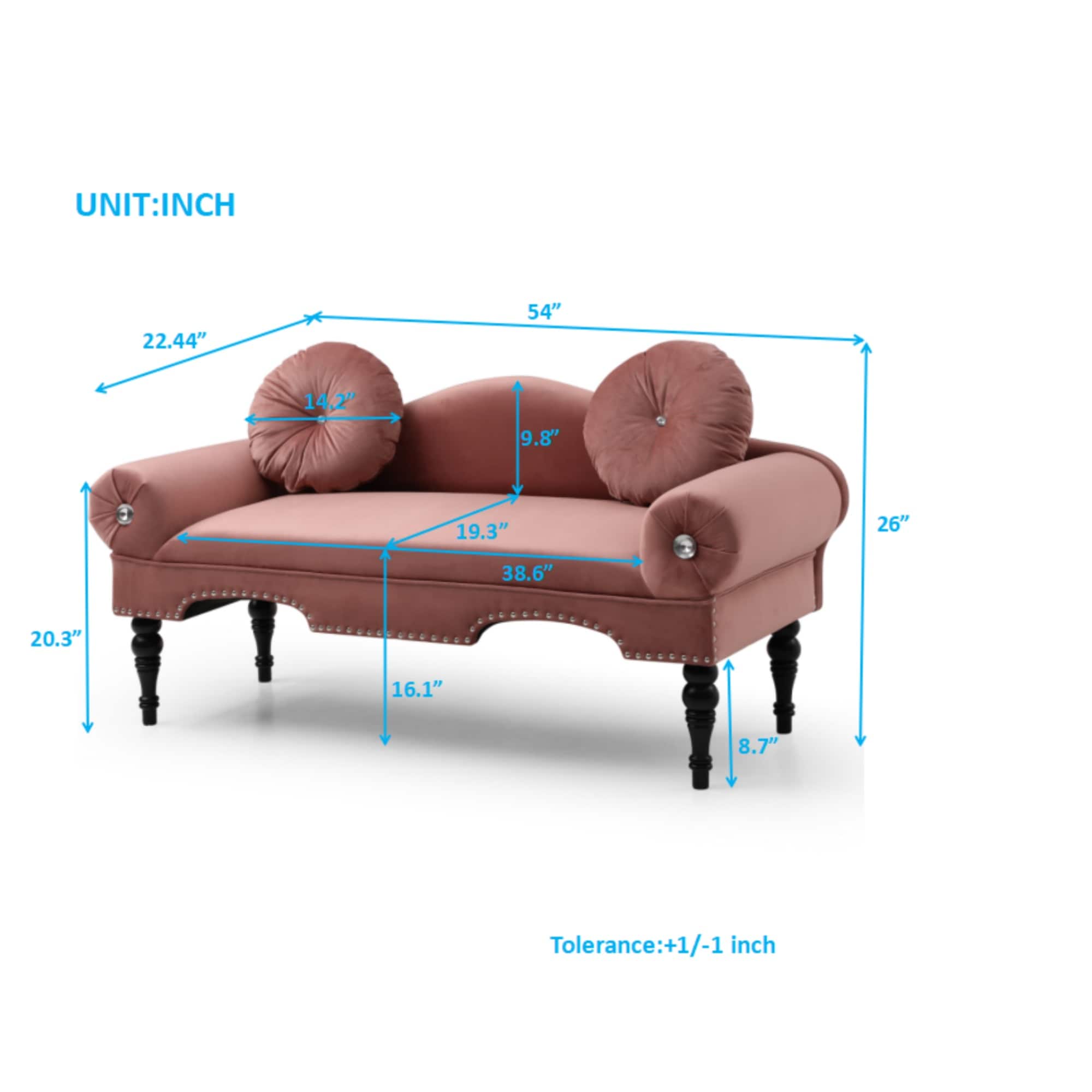 54"Width Modern Velvet Upholstered Loveseat Sofa Accent Bedside Entryway Bench Small Sofa 2 Seater Couch Settee for Living Room Bedroom Nail Head Trimming with Wood Legs 2 Pillows,Dark Pink 54"Width Modern Velvet Upholstered Loveseat Sofa Accent Bedside Entryway Bench Small Sofa 2 Seater Couch Settee for Living Room Bedroom Nail Head Trimming with Wood Legs 2 Pillows,Dark Pink