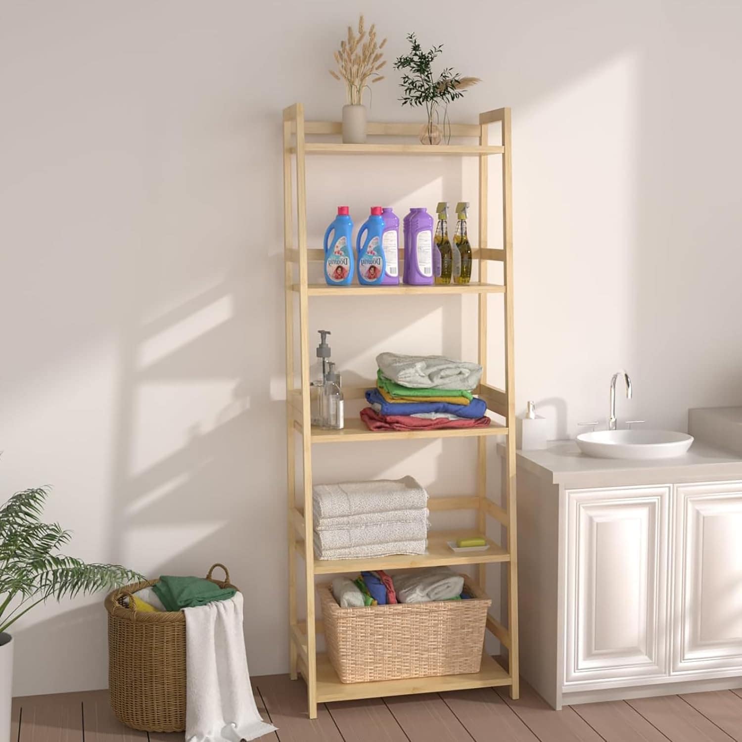 Bookshelf 5 Tiers, Bamboo Bookcase Book Shelf Storage Organizer Modern Display Shelving Unit Tall Book Shelf Corner Storage Rack for Home Office,Living Room,Kitchen,Bedroom,Bathroom, Office,Industrial Bookshelf 5 Tiers, Bamboo Bookcase Book Shelf Storage Organizer Modern Display Shelving Unit Tall Book Shelf Corner Storage Rack for Home Office,Living Room,Kitchen,Bedroom,Bathroom, Office,Industrial