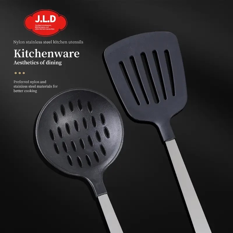 Cooking Utensil Set Premium 5 Piece Kitchen Utensil Set - Stainless Steel Handle And Nylon Faucet, Non-Stick, Heat Resistant, For Home, Kitchen Gift_voghion.com