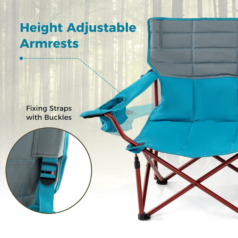 Oversized Camping Chair Folding Loveseat Camping Couch With Cup Holders & Thick Padding_voghion.com
