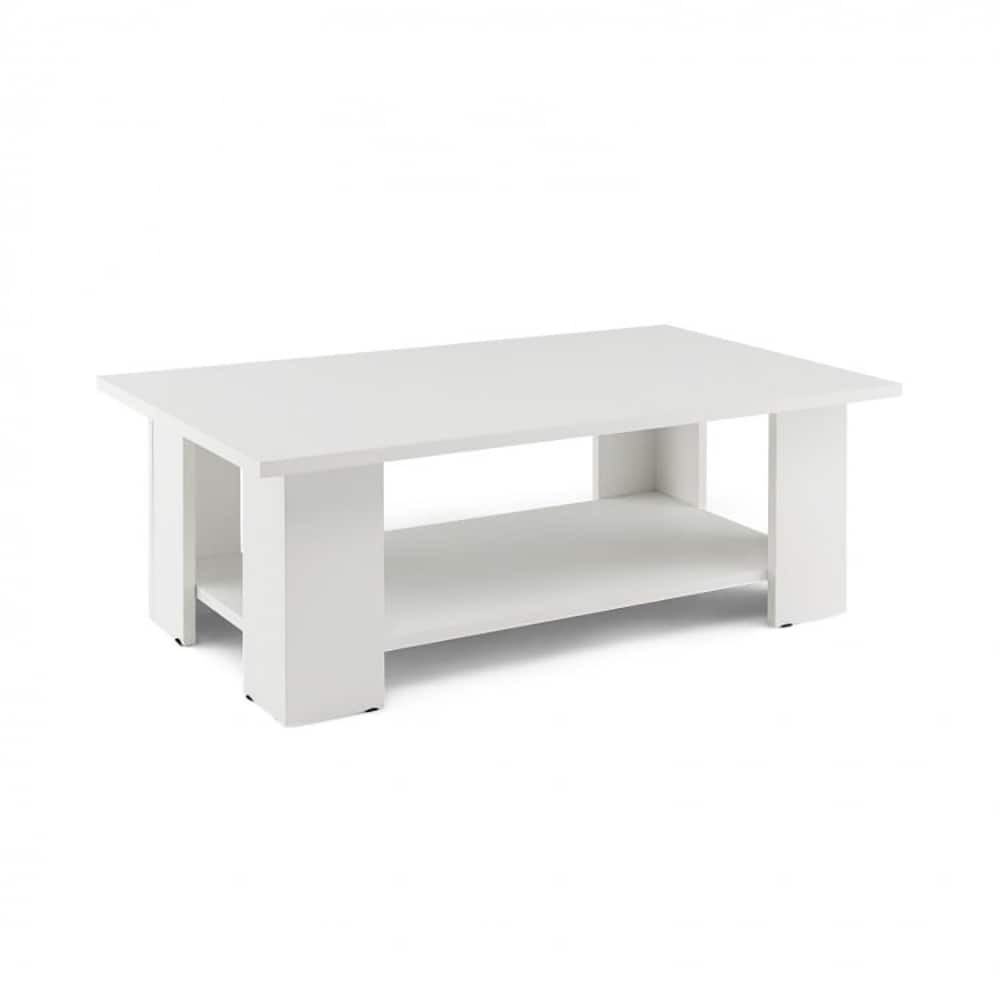 Large 41 Inch 2-tier Wooden Modern Coffee Table With Storage Shelf_voghion.com