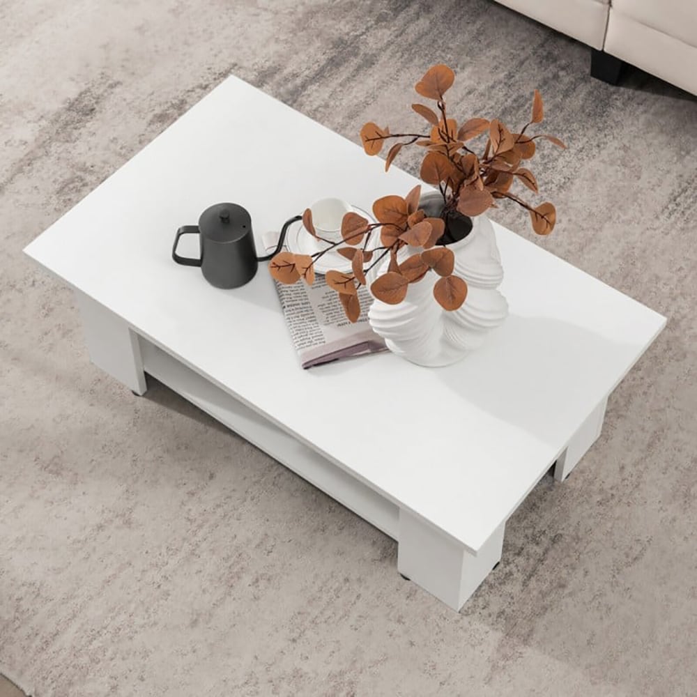 Large 41 Inch 2-tier Wooden Modern Coffee Table With Storage Shelf_voghion.com