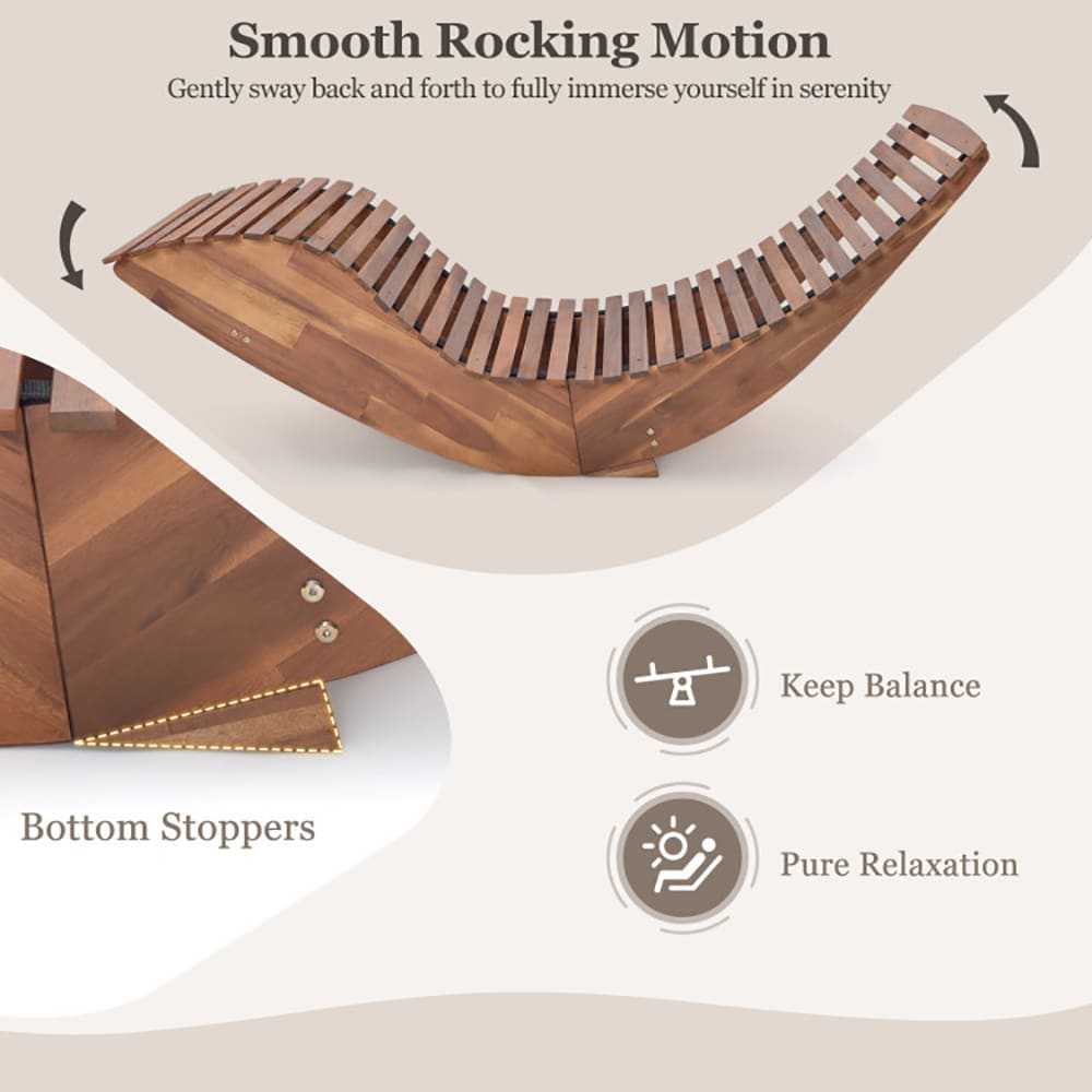 Outdoor Acacia Wood Rocking Chair With Widened Slatted Seat And High Back_voghion.com