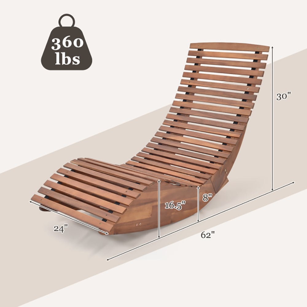 Outdoor Acacia Wood Rocking Chair With Widened Slatted Seat And High Back_voghion.com
