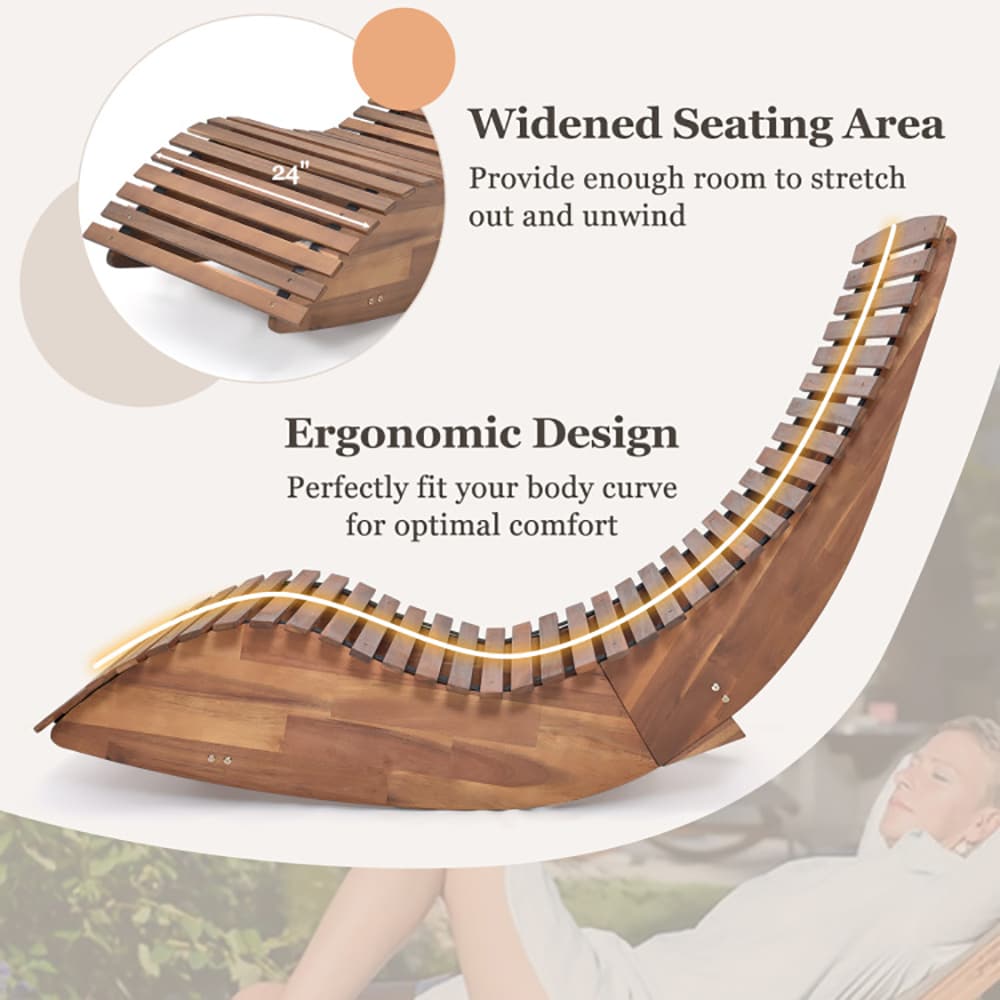 Outdoor Acacia Wood Rocking Chair With Widened Slatted Seat And High Back_voghion.com