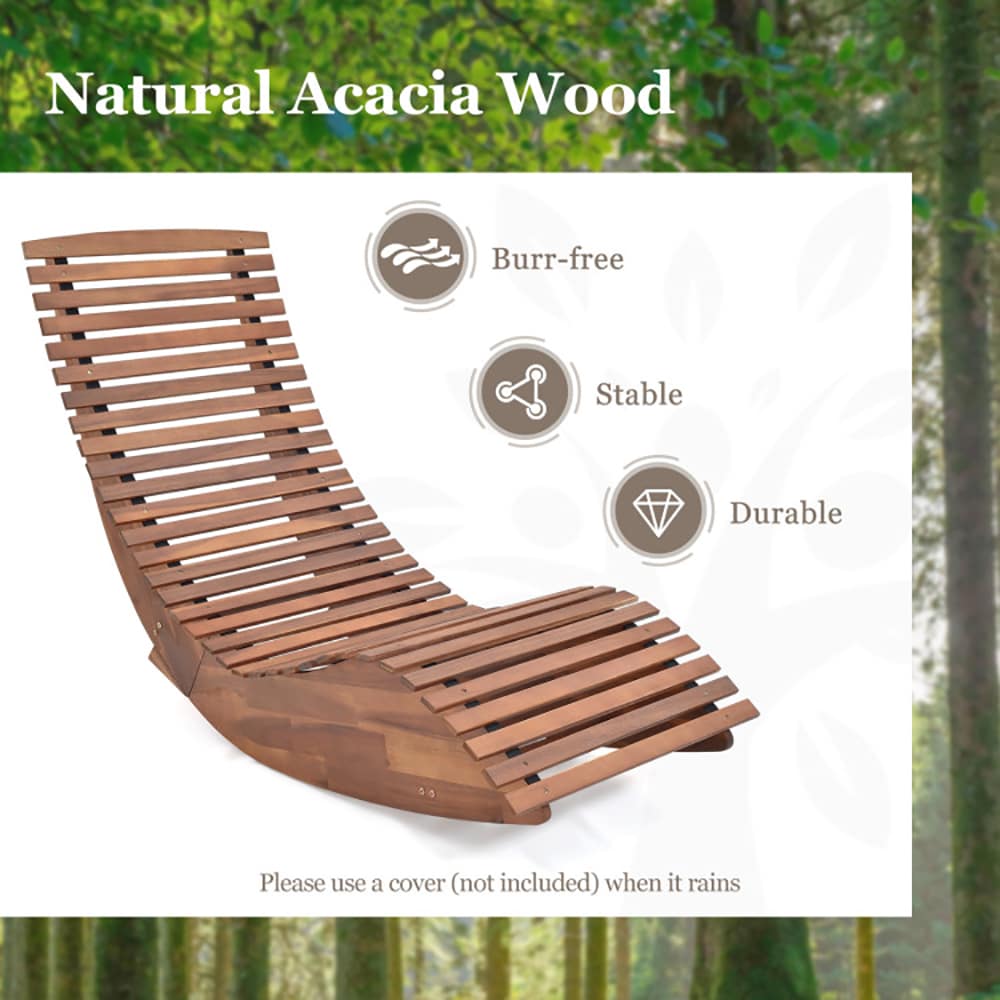 Outdoor Acacia Wood Rocking Chair With Widened Slatted Seat And High Back_voghion.com