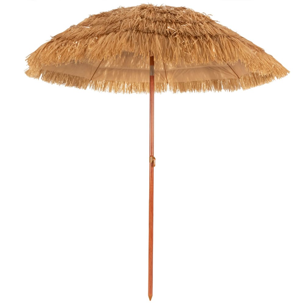 6.5 Feet Portable Thatched Tiki Beach Umbrella With Adjustable Tilt_voghion.com