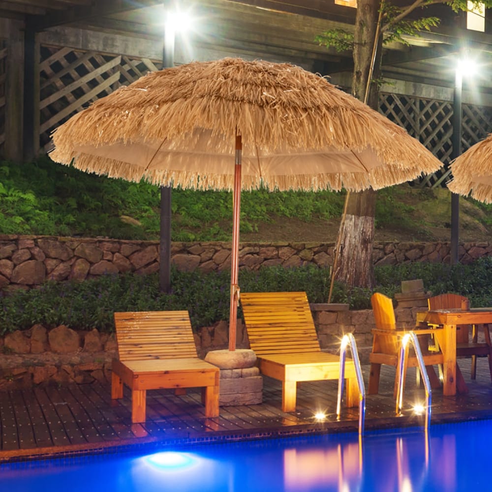 6.5 Feet Portable Thatched Tiki Beach Umbrella With Adjustable Tilt_voghion.com