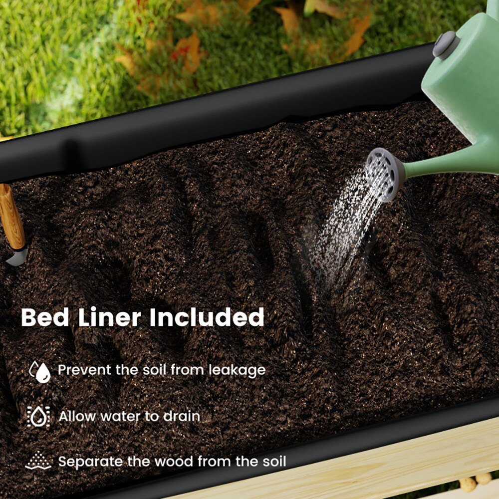 Wooden Raised Garden Bed With Legs And Lockable Wheels_maomaolike.com