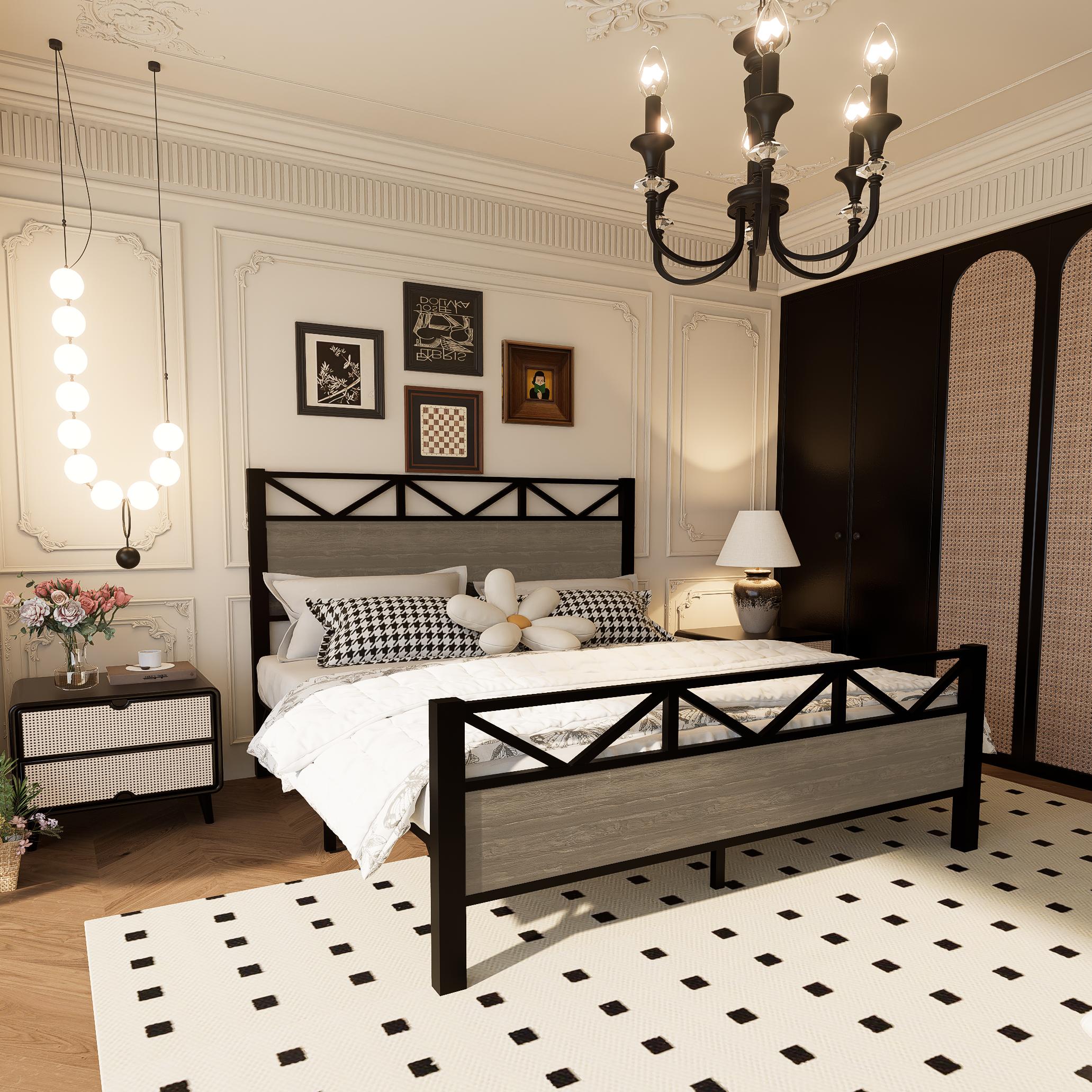 Full Size Bed Frame,Easy Assembly, Brown Full Size Bed Frame,Easy Assembly, Brown