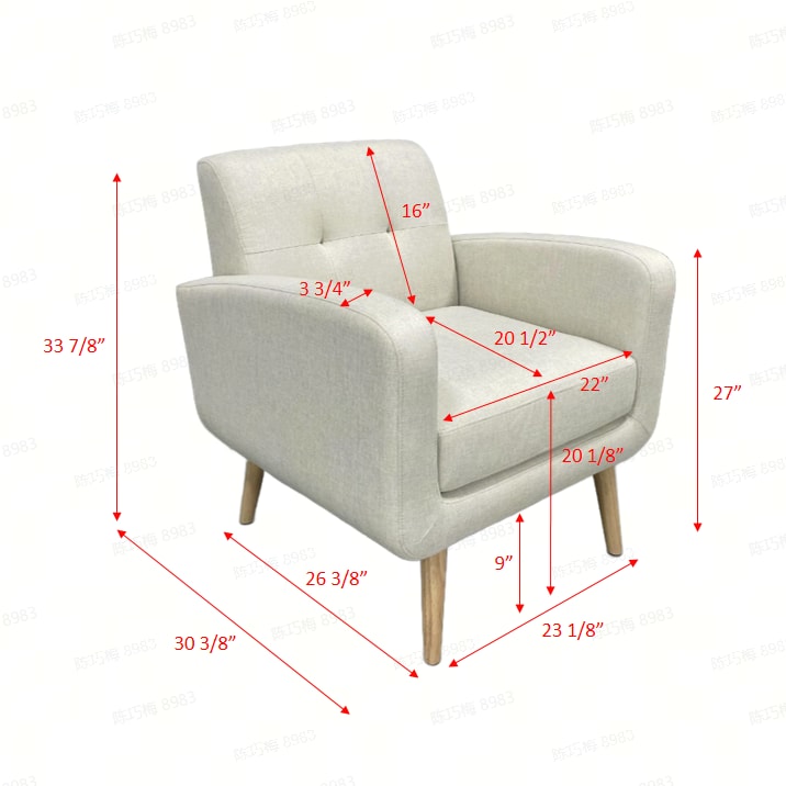 Mid-Century Modern Fabric Accent Armchair Single Sofa with Rubber Wood Legs for Living Room Mid-Century Modern Fabric Accent Armchair Single Sofa with Rubber Wood Legs for Living Room