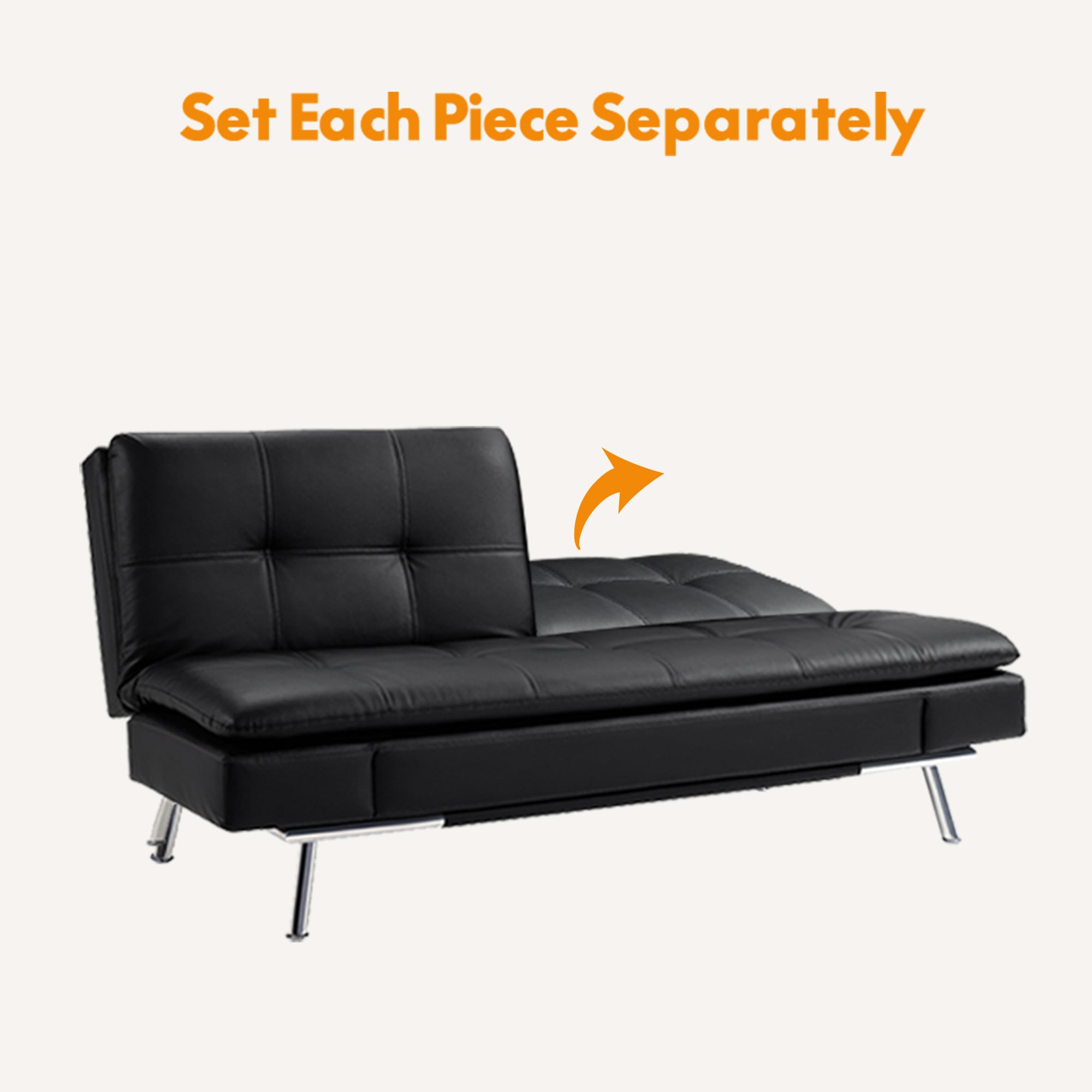 Folding Futon Sofa Bed for Living Room-Black Folding Futon Sofa Bed for Living Room-Black
