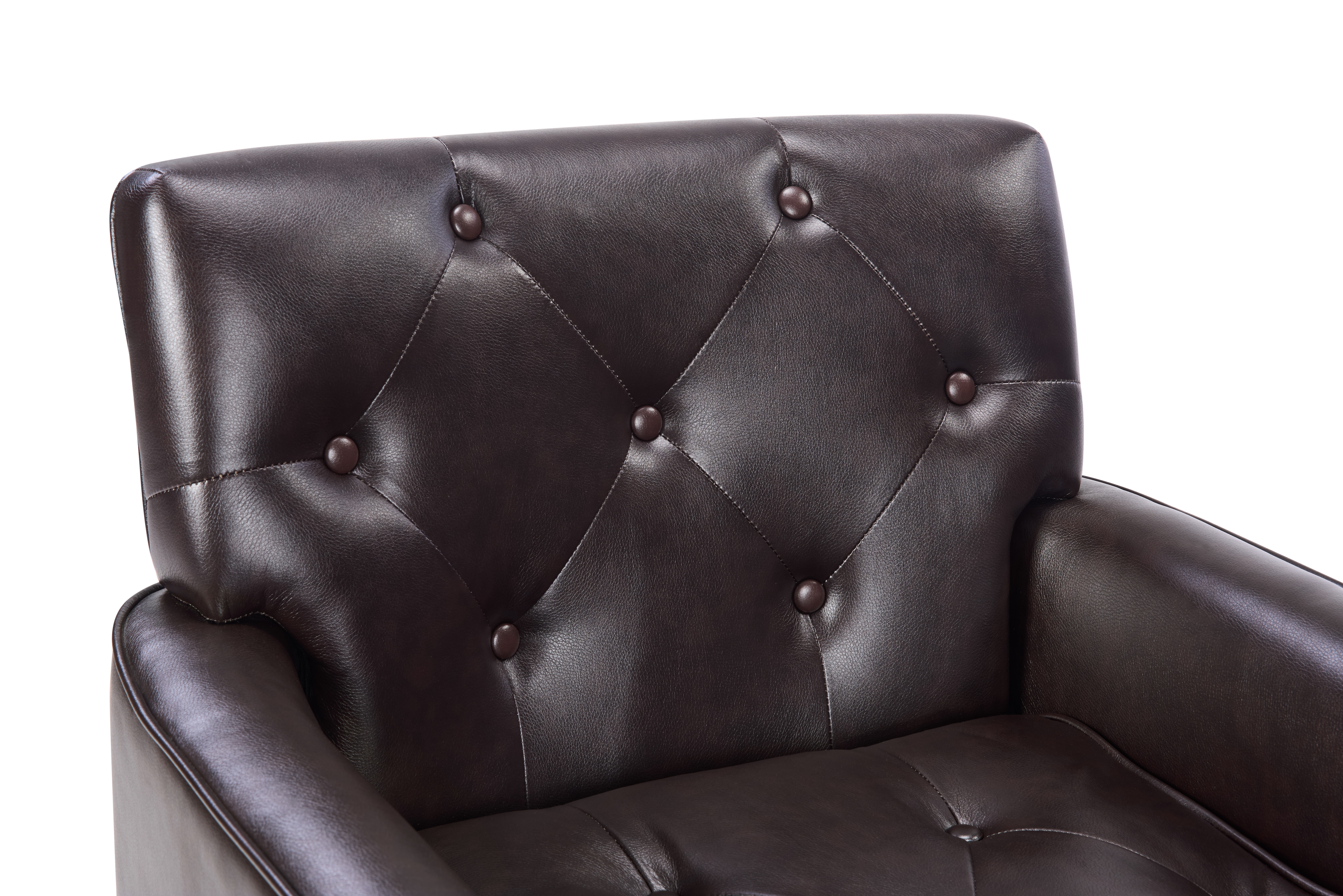 Leather Armchair With Rivet Decoration Single Sofa Accent Chair For Living Room-Brown_maomaolike.com