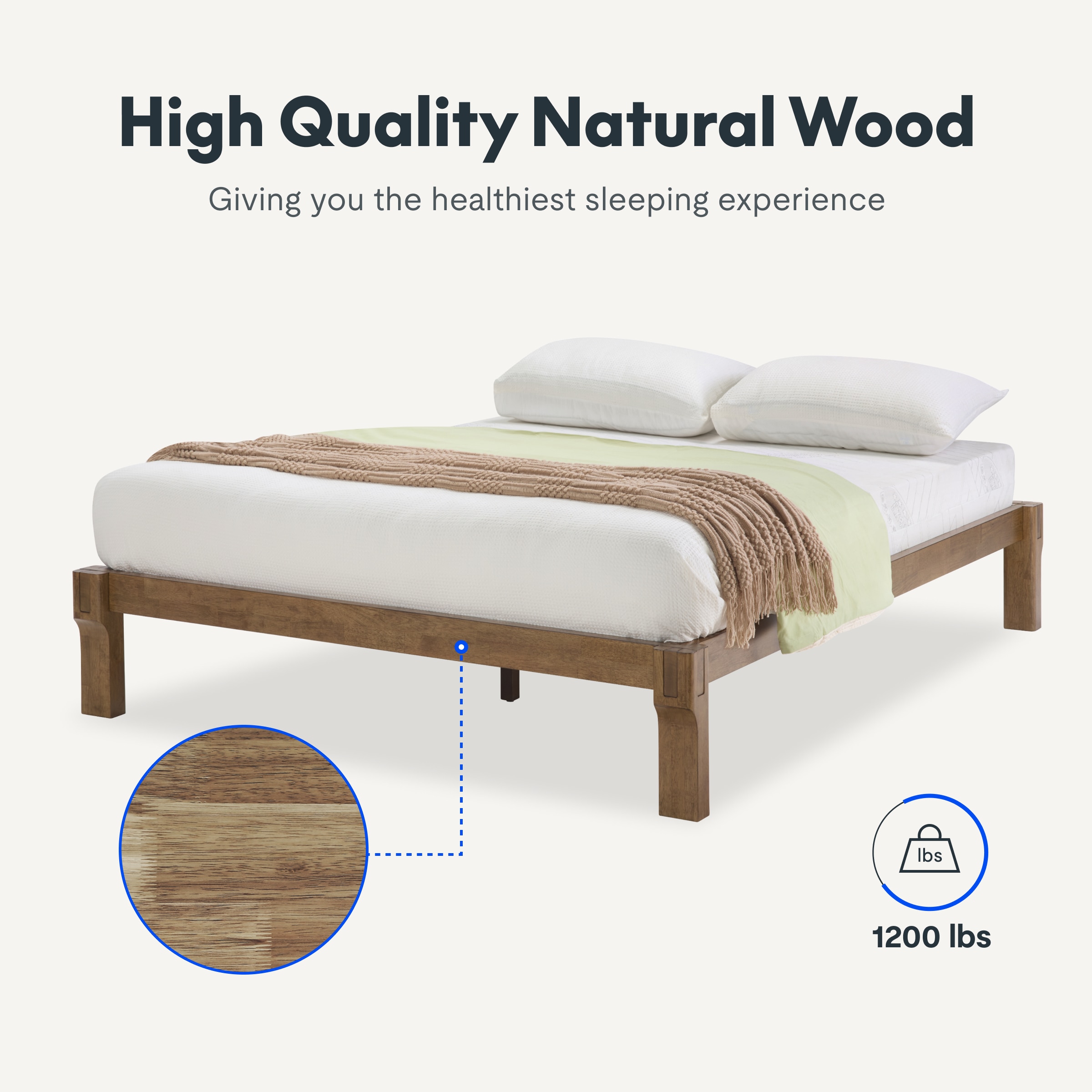 Solid Wood Adjustable Bed, Queen Size Japanese Joinery Bed with Head Elevation, 1200 lbs Capacity, Rustic & Mid-Century Modern Design, Rubberwood Platform Bed, Easy Assembly, Walnut Solid Wood Adjustable Bed, Queen Size Japanese Joinery Bed with Head Elevation, 1200 lbs Capacity, Rustic & Mid-Century Modern Design, Rubberwood Platform Bed, Easy Assembly, Walnut