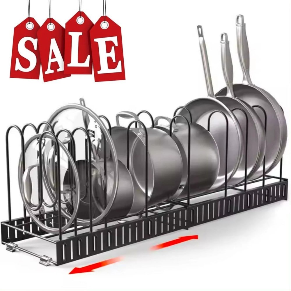 Expandable Pot Lid Organizer, Pots And Pans Lid Rack, Adjustable Pot Lid Holders For Cabinet, Clearance_voghion.com