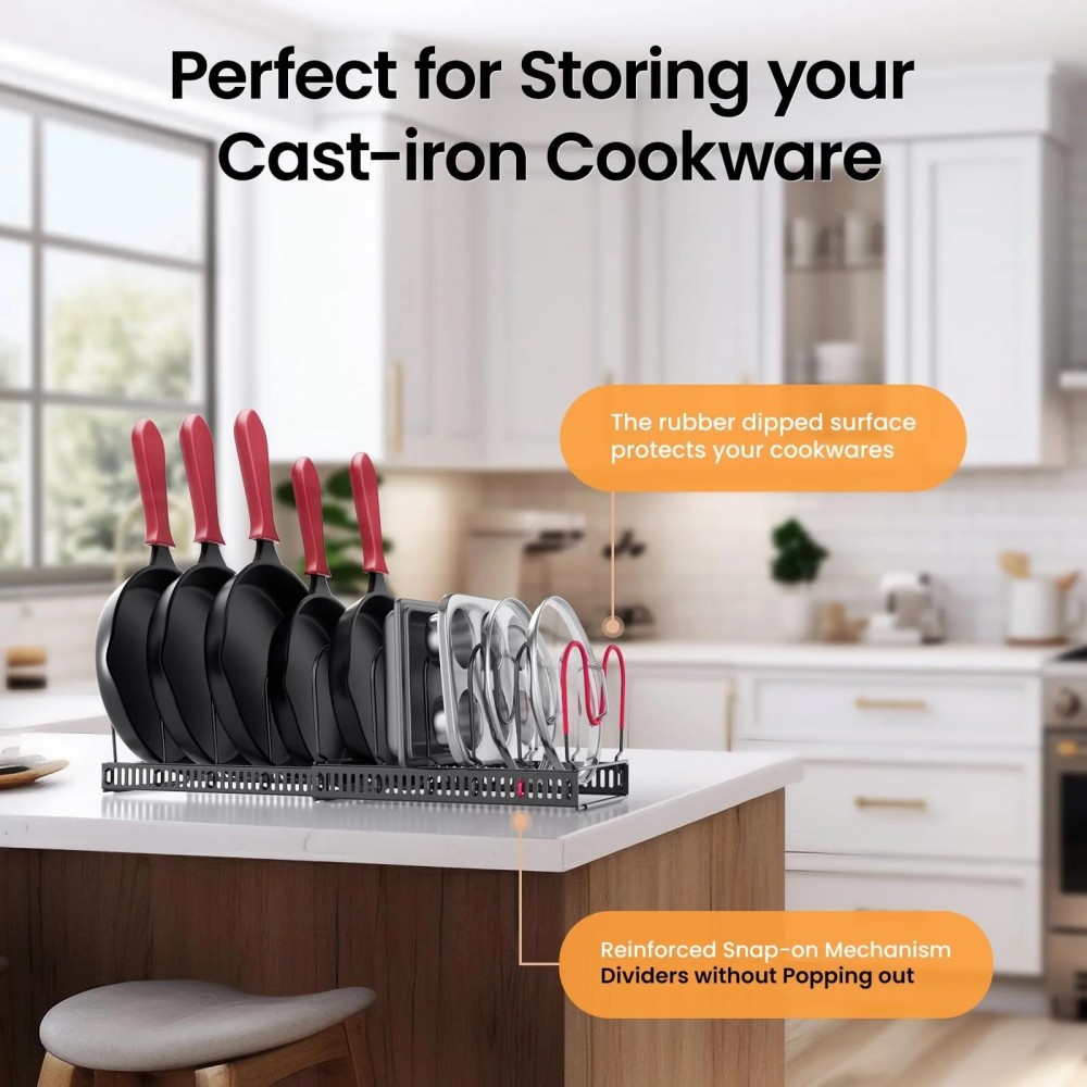 Expandable Pot Lid Organizer, Pots And Pans Lid Rack, Adjustable Pot Lid Holders For Cabinet, Clearance_voghion.com