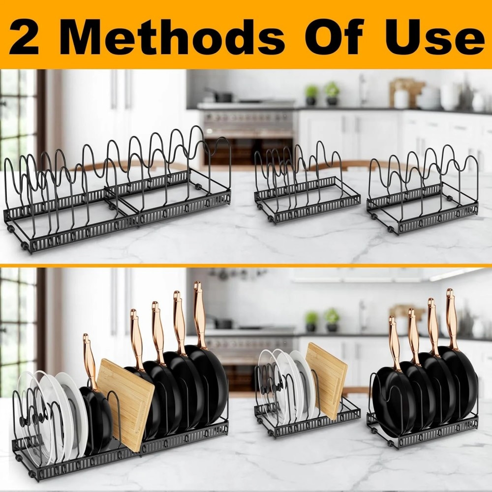 Expandable Pot Lid Organizer, Pots And Pans Lid Rack, Adjustable Pot Lid Holders For Cabinet, Clearance_voghion.com