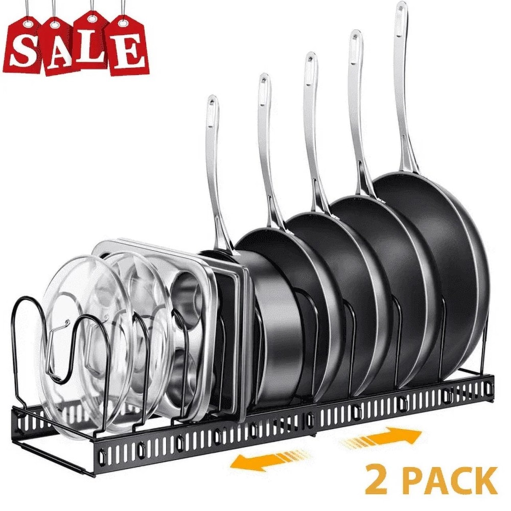 2 Pack Expandable Pot Lid Rack Organizer, Pans Organizer Rack, Pots And Pans Organizer Rack Cookware Set Organizer_voghion.com