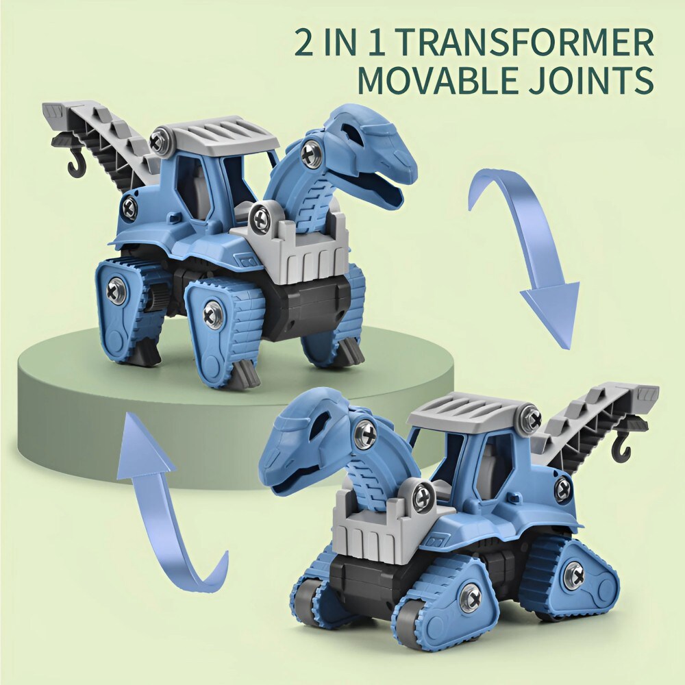 5 Pack Take Apart Dinosaur Set With Electric Drill, Construction Building Toy For Boys, Ideal Xmas Birthday Gift_voghion.com