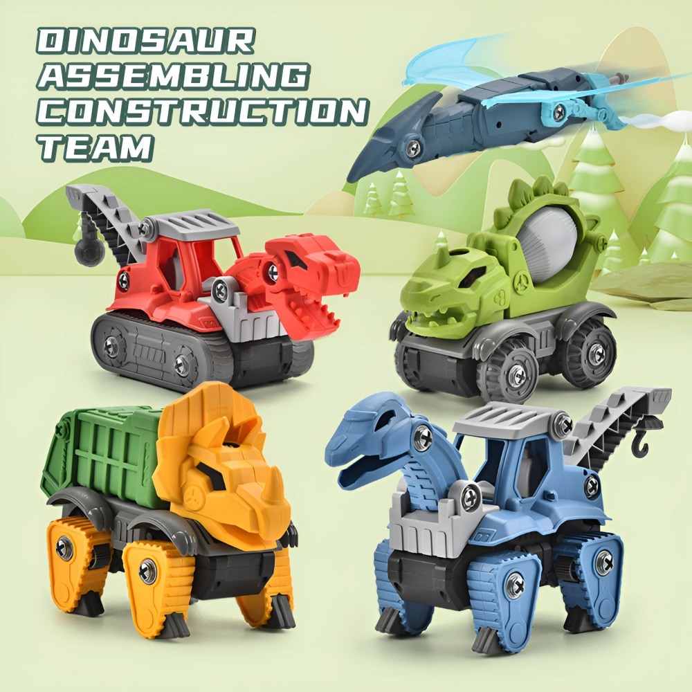 5 Pack Take Apart Dinosaur Set With Electric Drill, Construction Building Toy For Boys, Ideal Xmas Birthday Gift_voghion.com