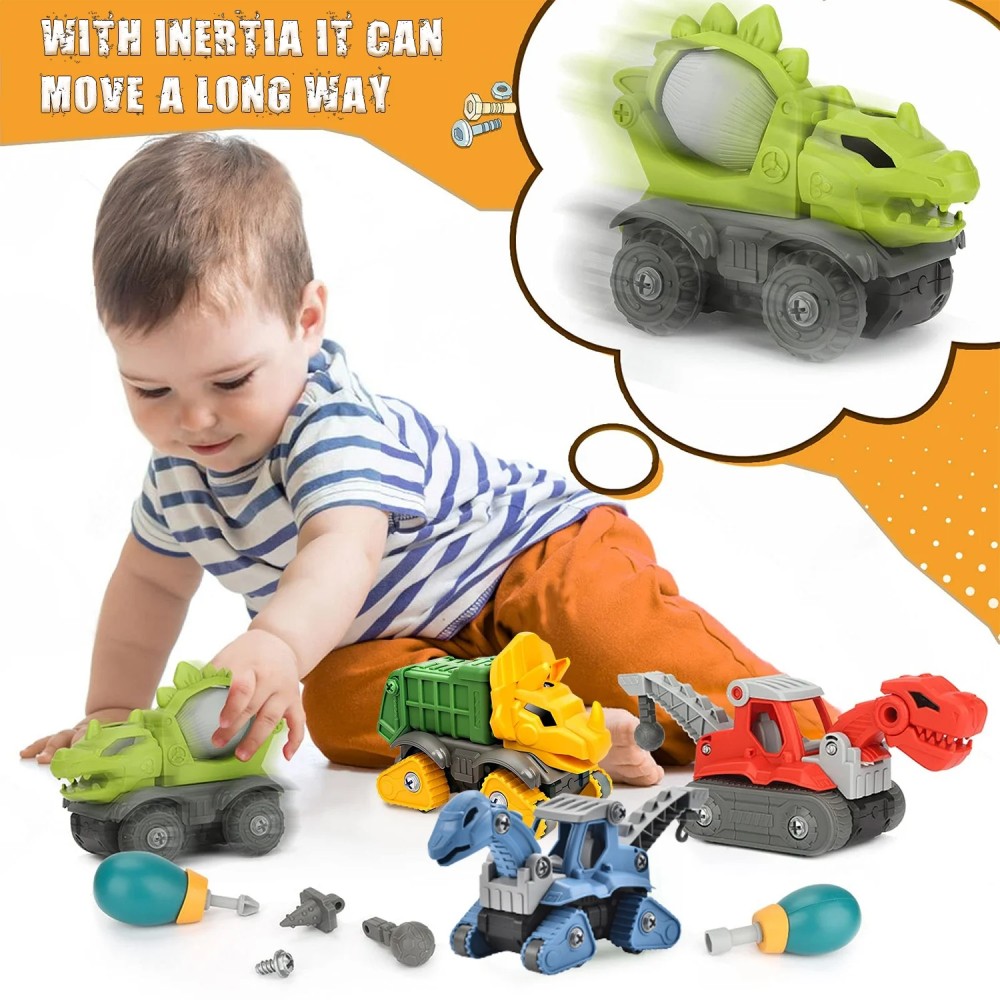 5 Pack Take Apart Dinosaur Set With Electric Drill, Construction Building Toy For Boys, Ideal Xmas Birthday Gift_voghion.com