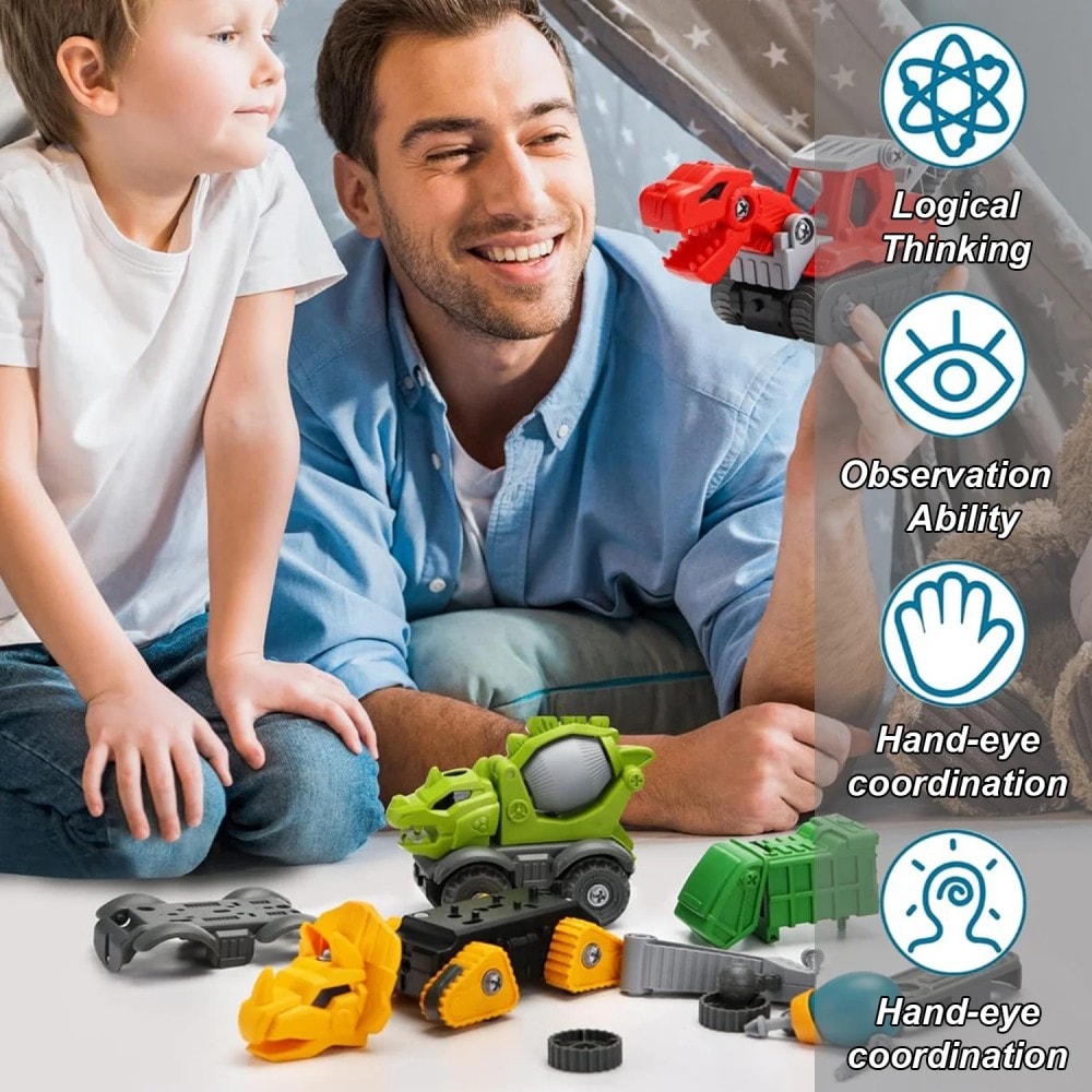 5 Pack Take Apart Dinosaur Set With Electric Drill, Construction Building Toy For Boys, Ideal Xmas Birthday Gift_voghion.com