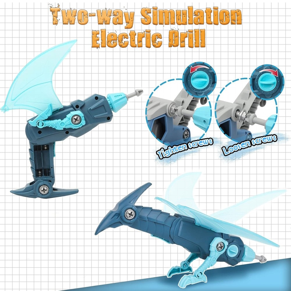 5 Pack Take Apart Dinosaur Set With Electric Drill, Construction Building Toy For Boys, Ideal Xmas Birthday Gift_voghion.com