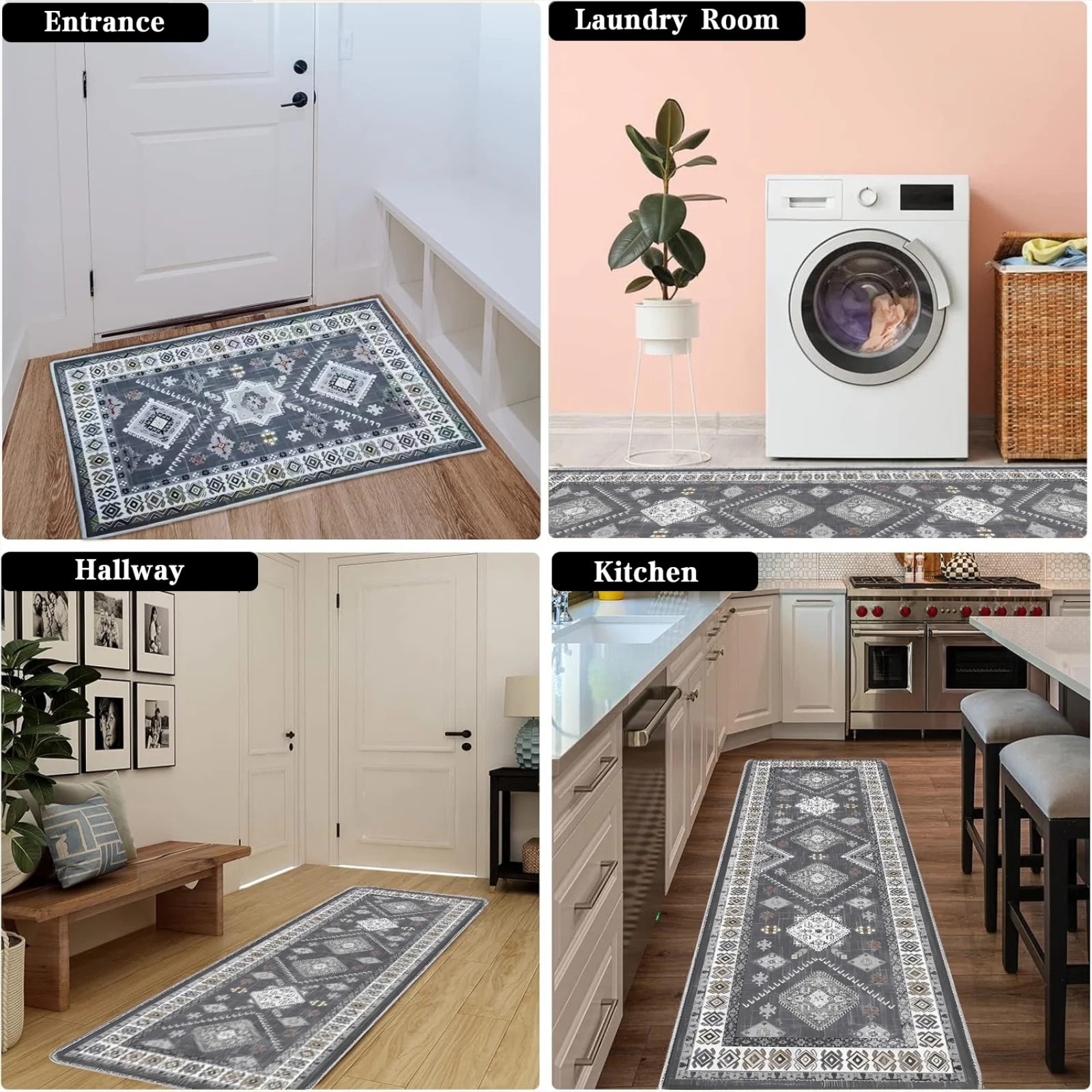 Kitchen Rugs And Runner Sets Of 3, Kitchen Floor Mat Carpet, Washable Non Slip Kitchen Runner Rug, Farmhouse Hallway Doormat For Holiday Home Decor_voghion.com