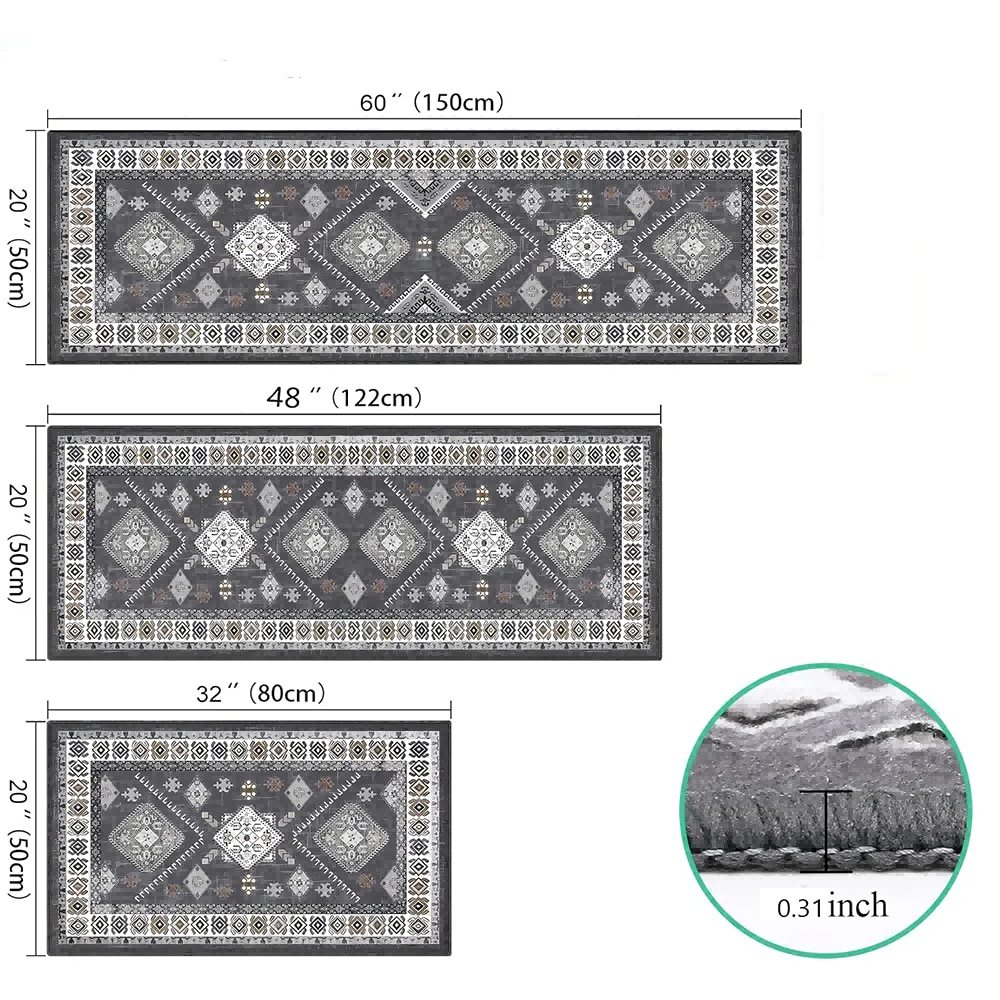 Kitchen Rugs And Runner Sets Of 3, Kitchen Floor Mat Carpet, Washable Non Slip Kitchen Runner Rug, Farmhouse Hallway Doormat For Holiday Home Decor_voghion.com
