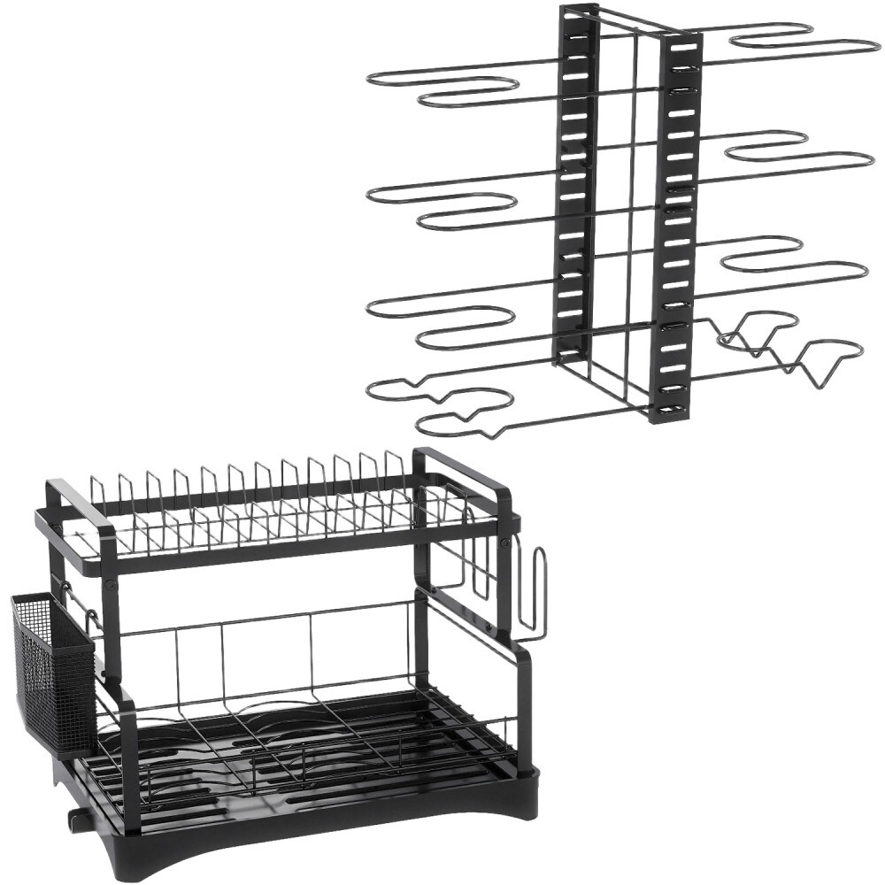 8 Tier Pot And Pan Organizer Rack For Cabinet With 3 DIY Methods, Adjustable Organizer For Pots, Pans And Lids With Utensil Holders_voghion.com