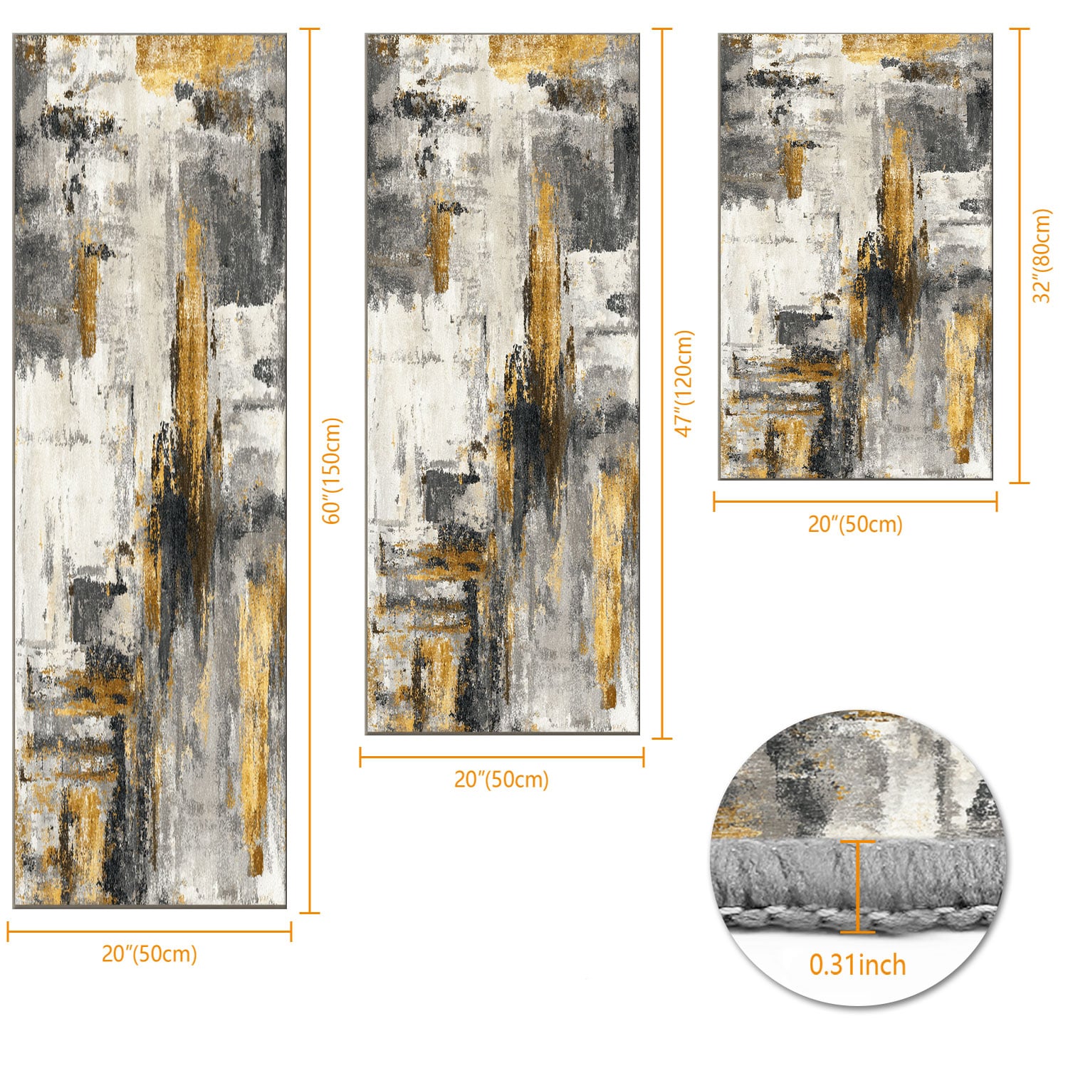 Kitchen Rug Set, Non-slip And Washable Abstract Pattern Mats_voghion.com