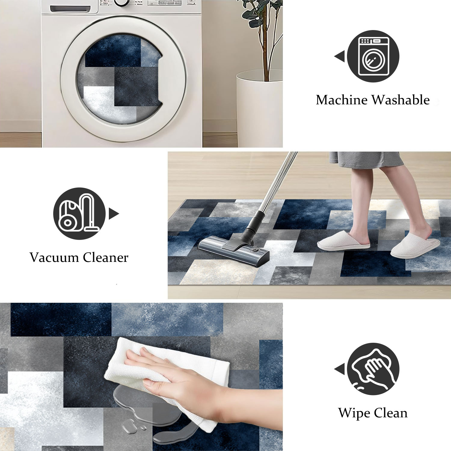 Set Of 3 Kitchen Rugs Non-slip Washable Abstract Pattern Mats_voghion.com